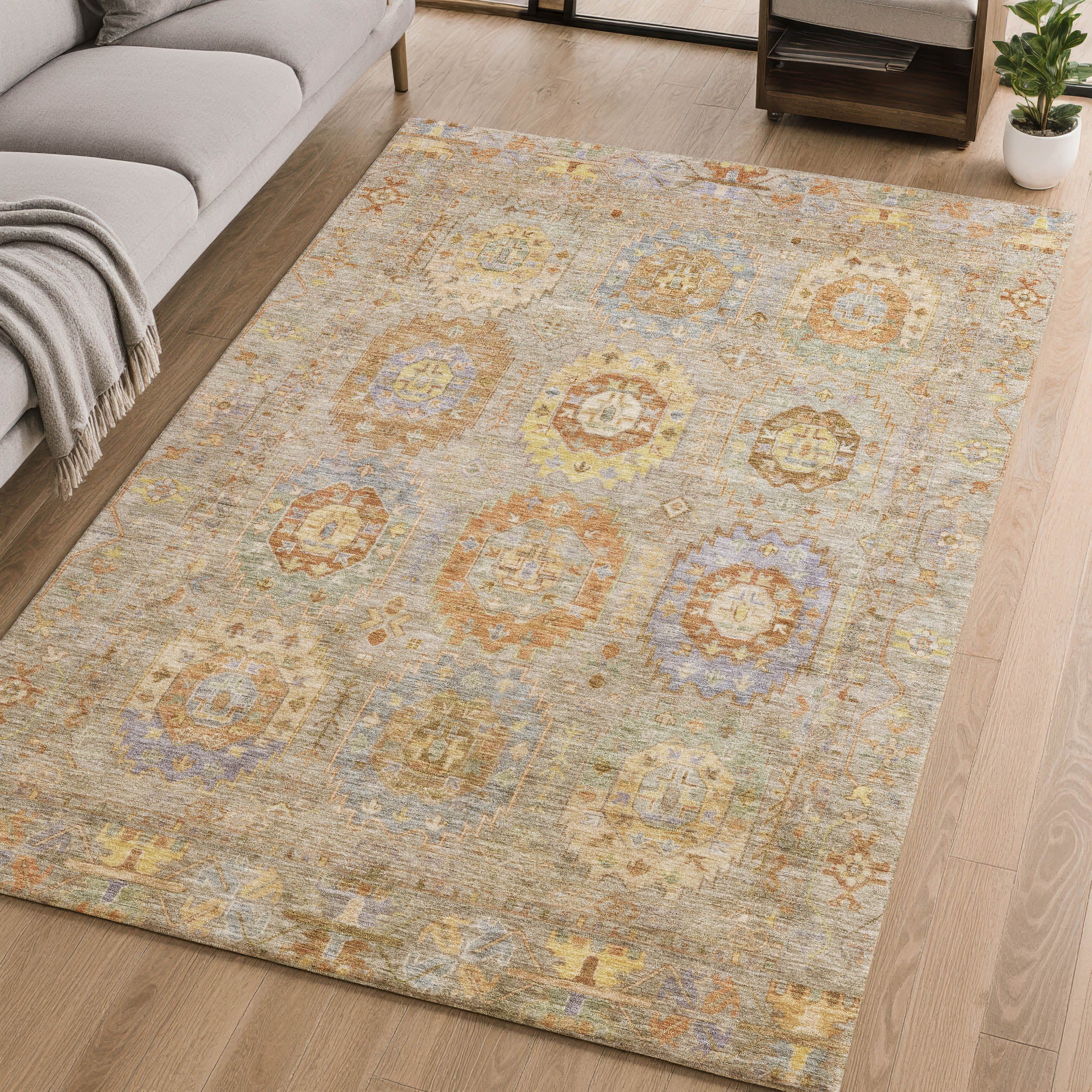 Cairo Machine Washable Traditional Taupe Brown Rug 2'6" x 3'10" #shape_Rectangle