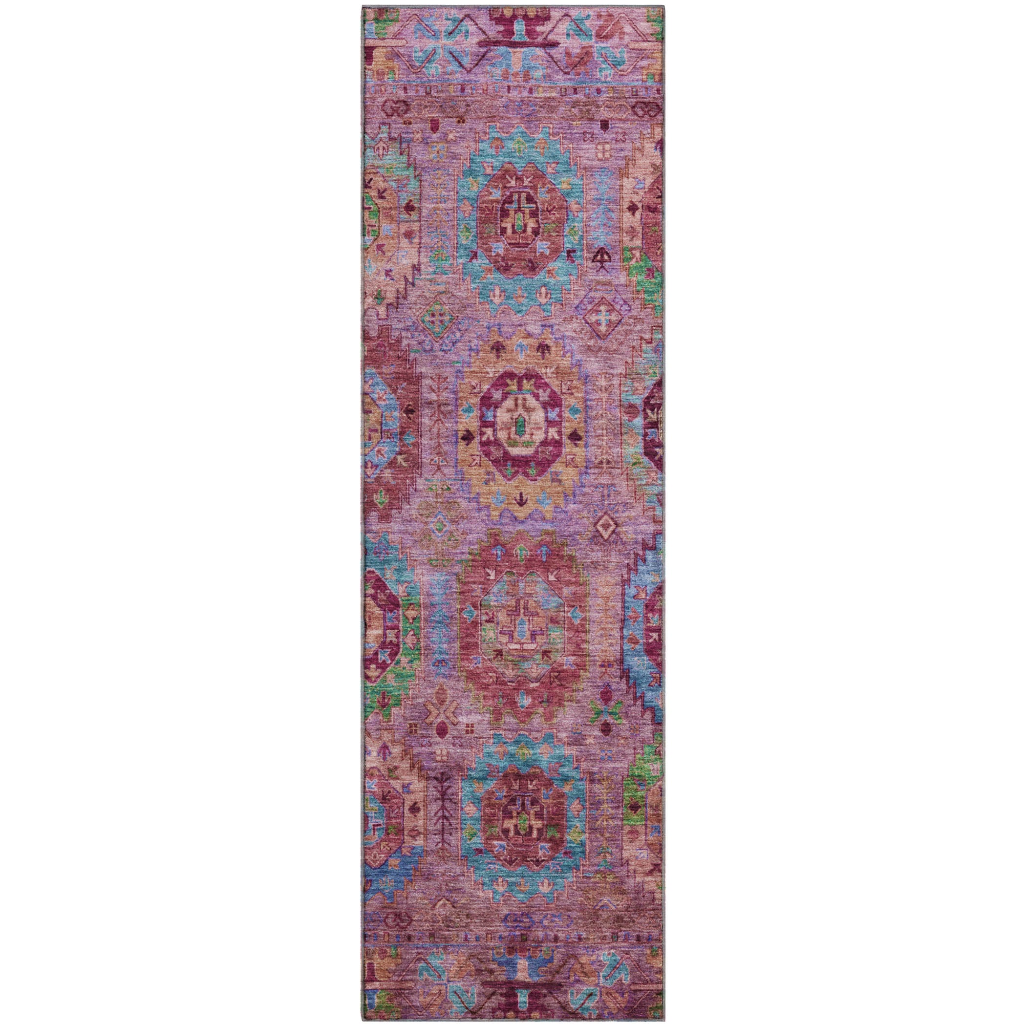 Reykjavik Machine Washable Traditional Pink Rug 2'3" x 7'6" #shape_Runner
