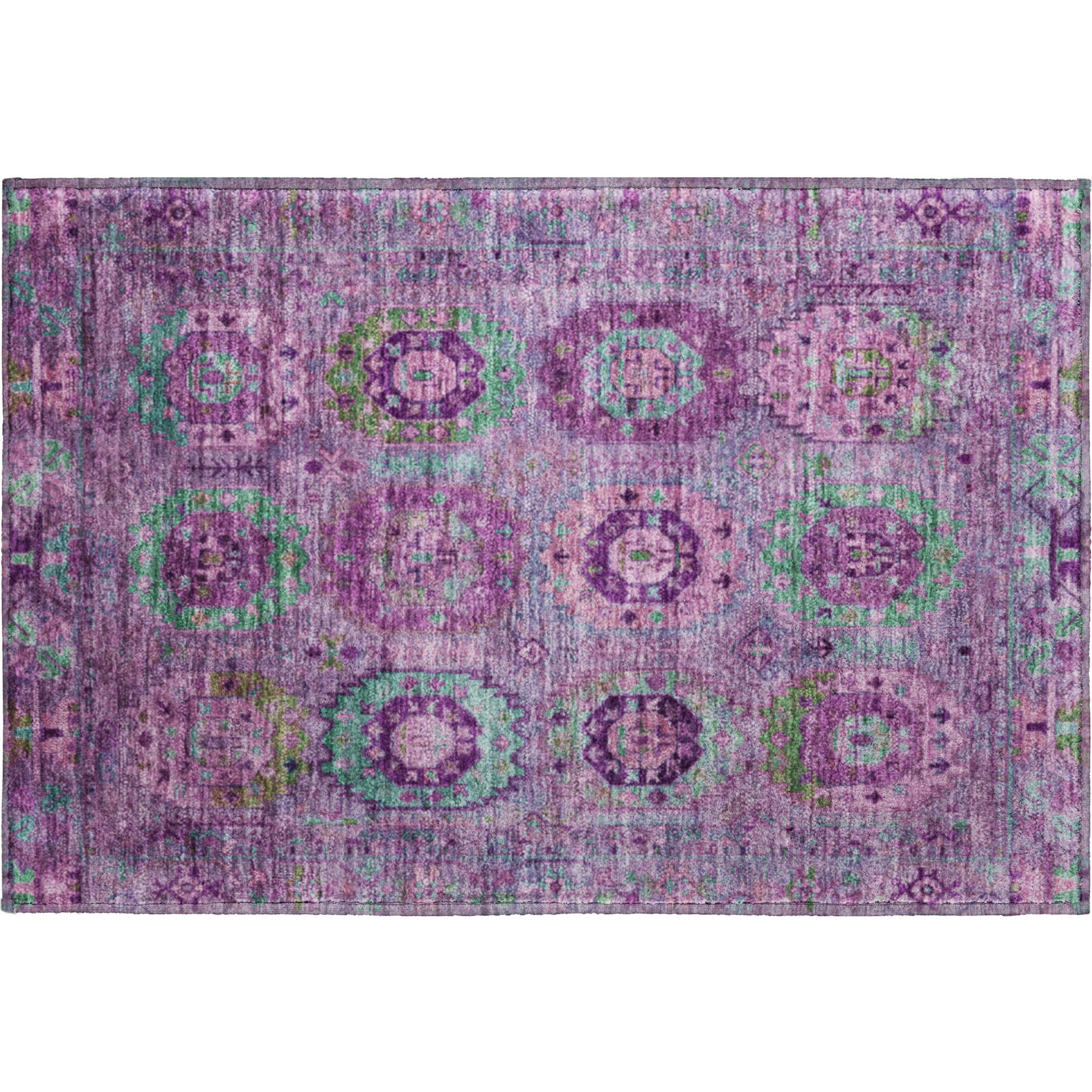Reykjavik Machine Washable Traditional Purple Rug 1'8" x 2'6" #shape_Rectangle