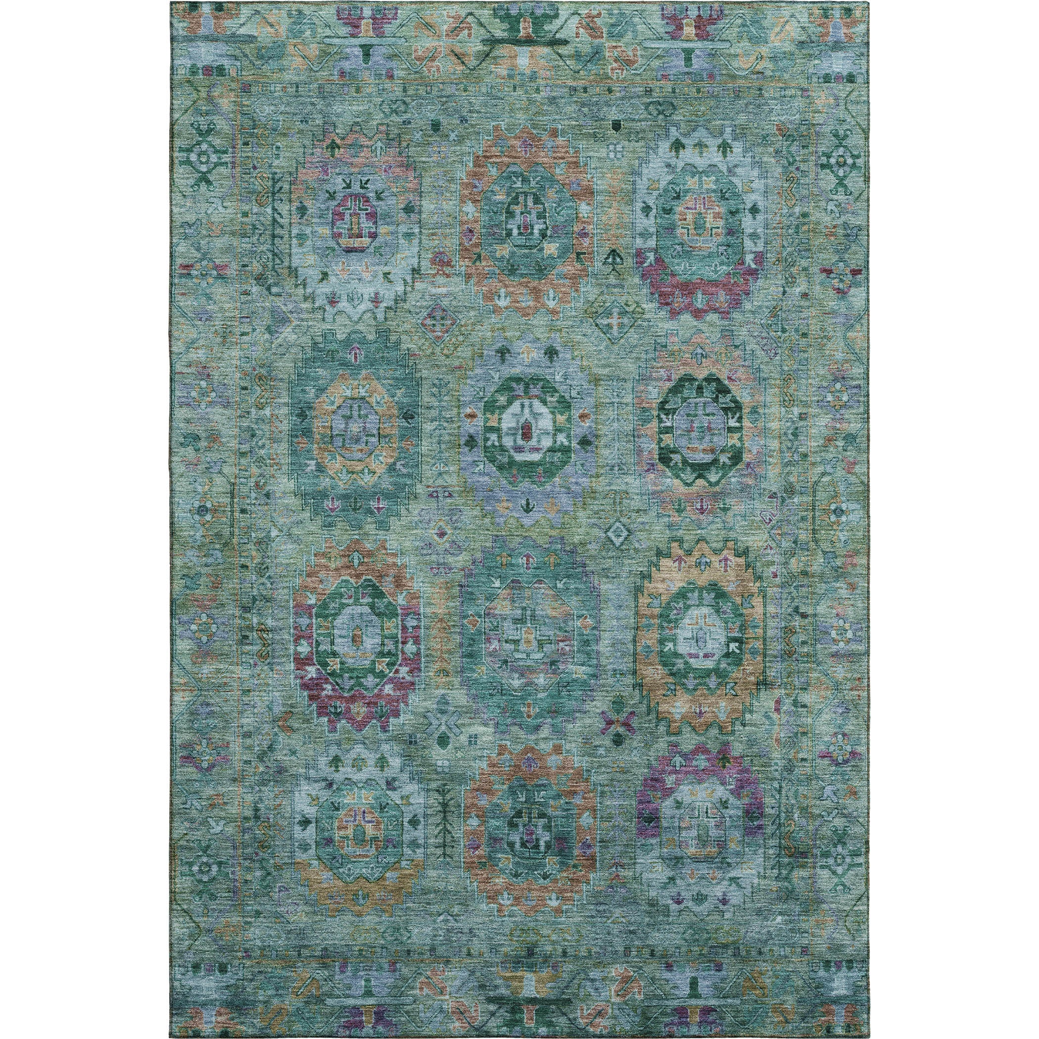 Reykjavik Machine Washable Traditional Teal Rug 2'6" x 3'10" #shape_Rectangle
