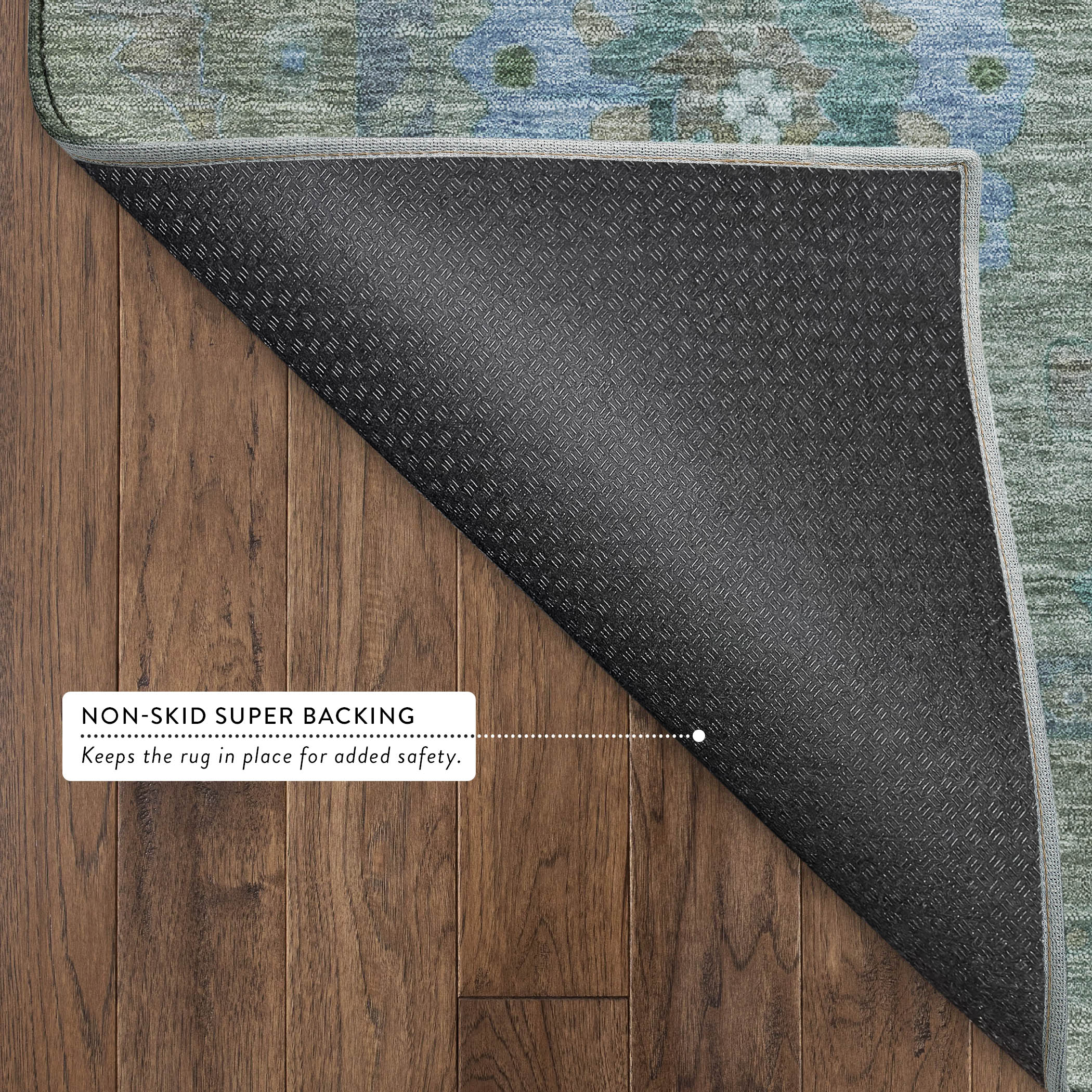 Bern Machine Washable Traditional Aloe Green Rug 1'8" x 2'6" #shape_Rectangle