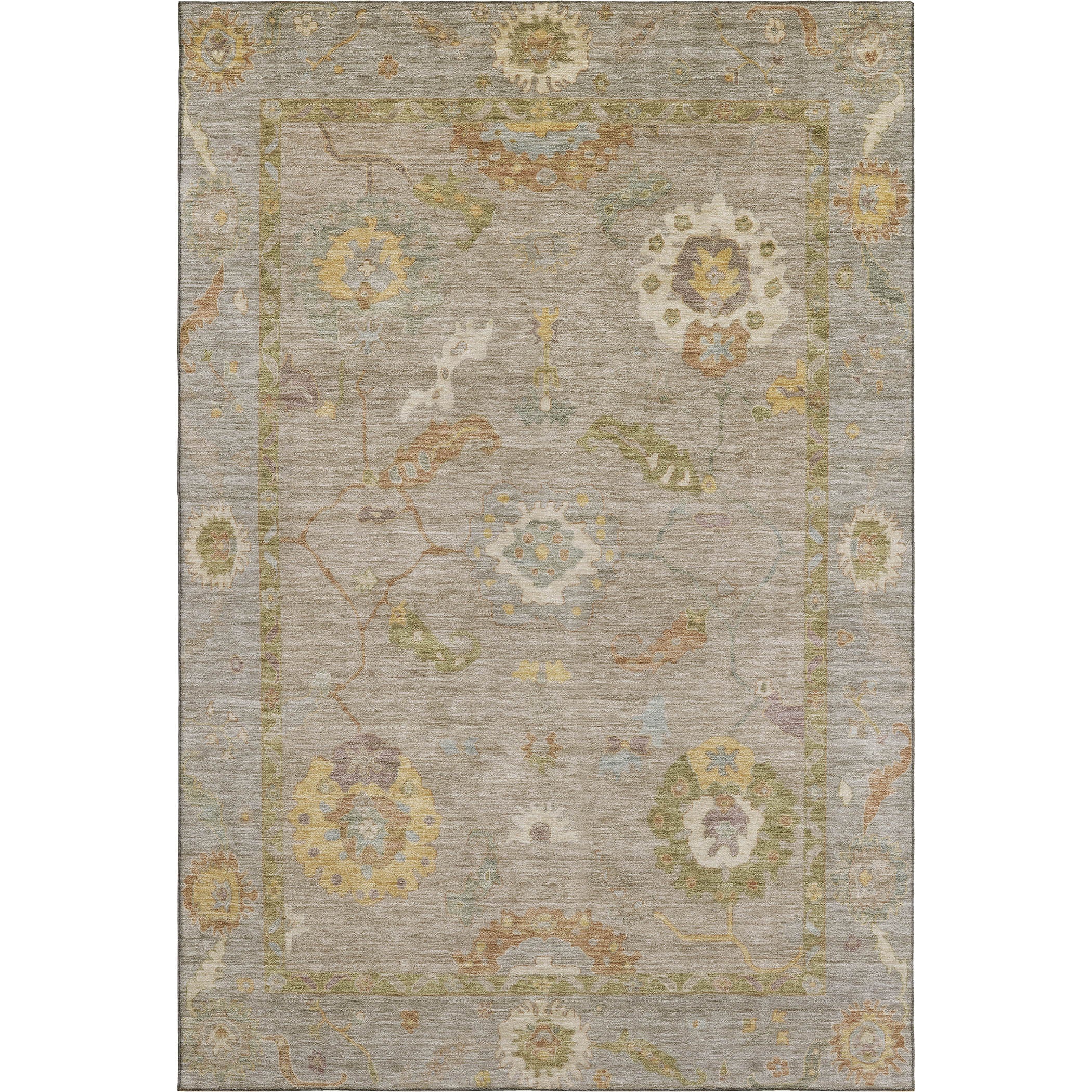 Bern Machine Washable Traditional Khaki Brown Rug 2'6" x 3'10" #shape_Rectangle