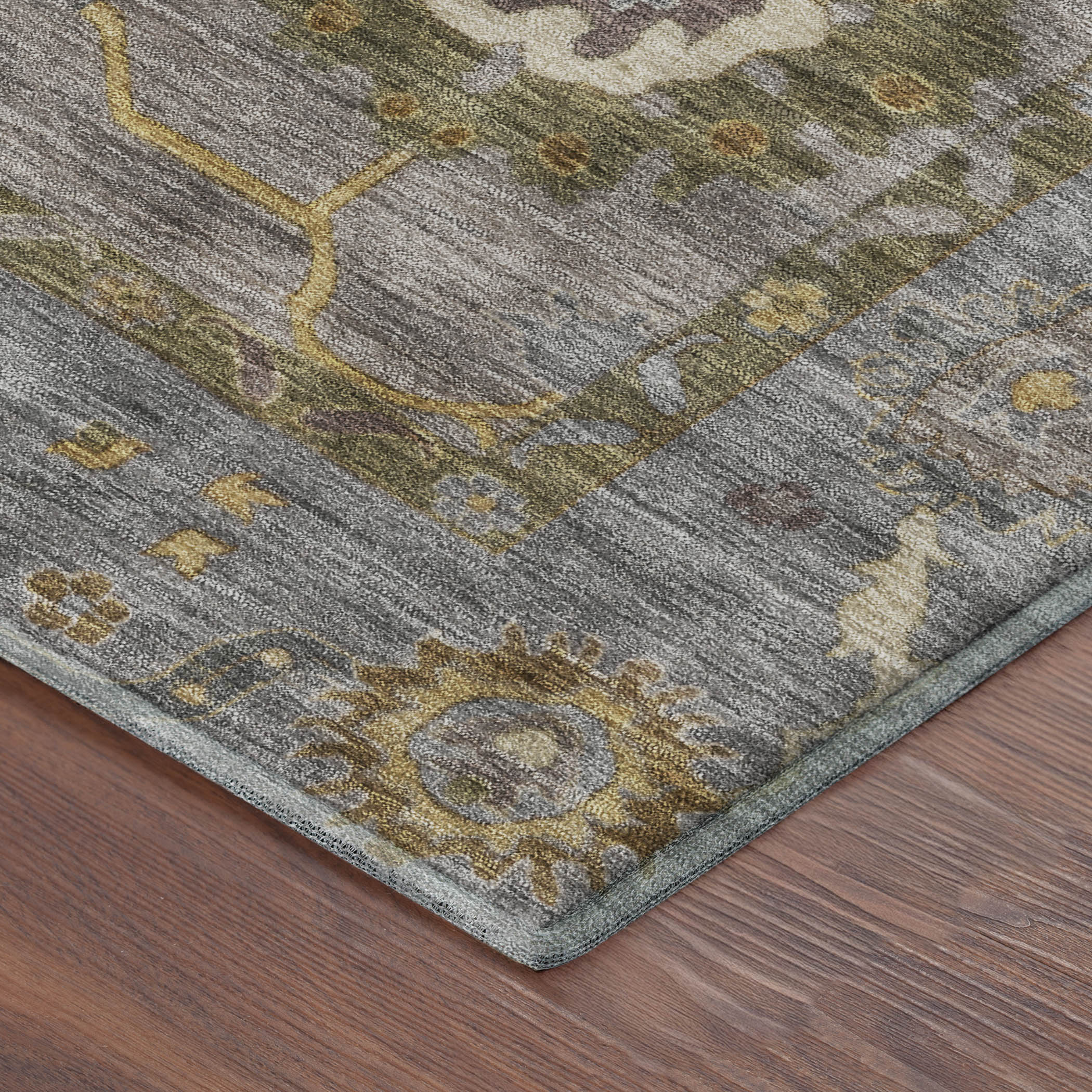 Bern Machine Washable Traditional Pewter Gray Rug 1'8" x 2'6" #shape_Rectangle