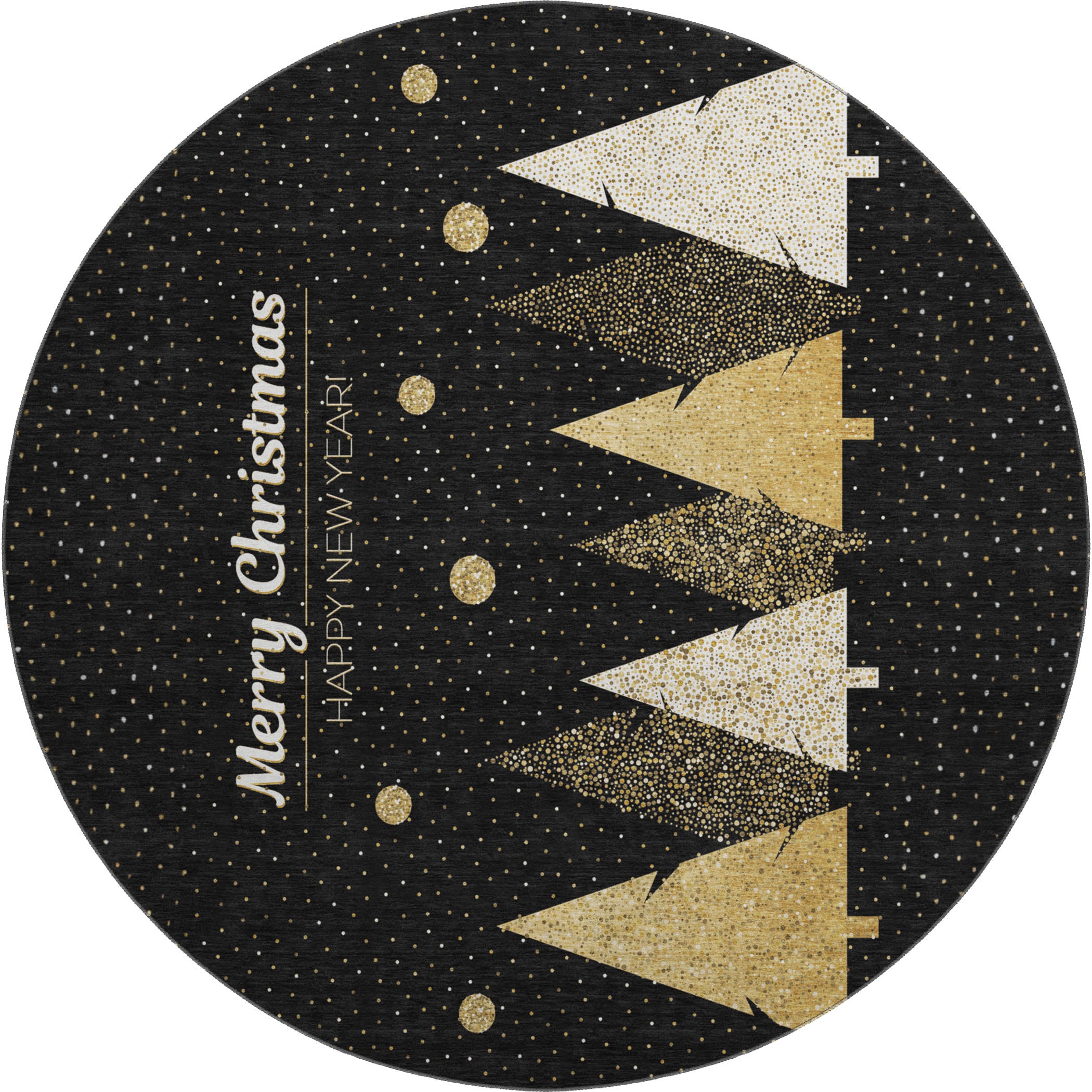 Bern Machine Washable Holiday Midnight Black Rug 8' x 8' #shape_Round