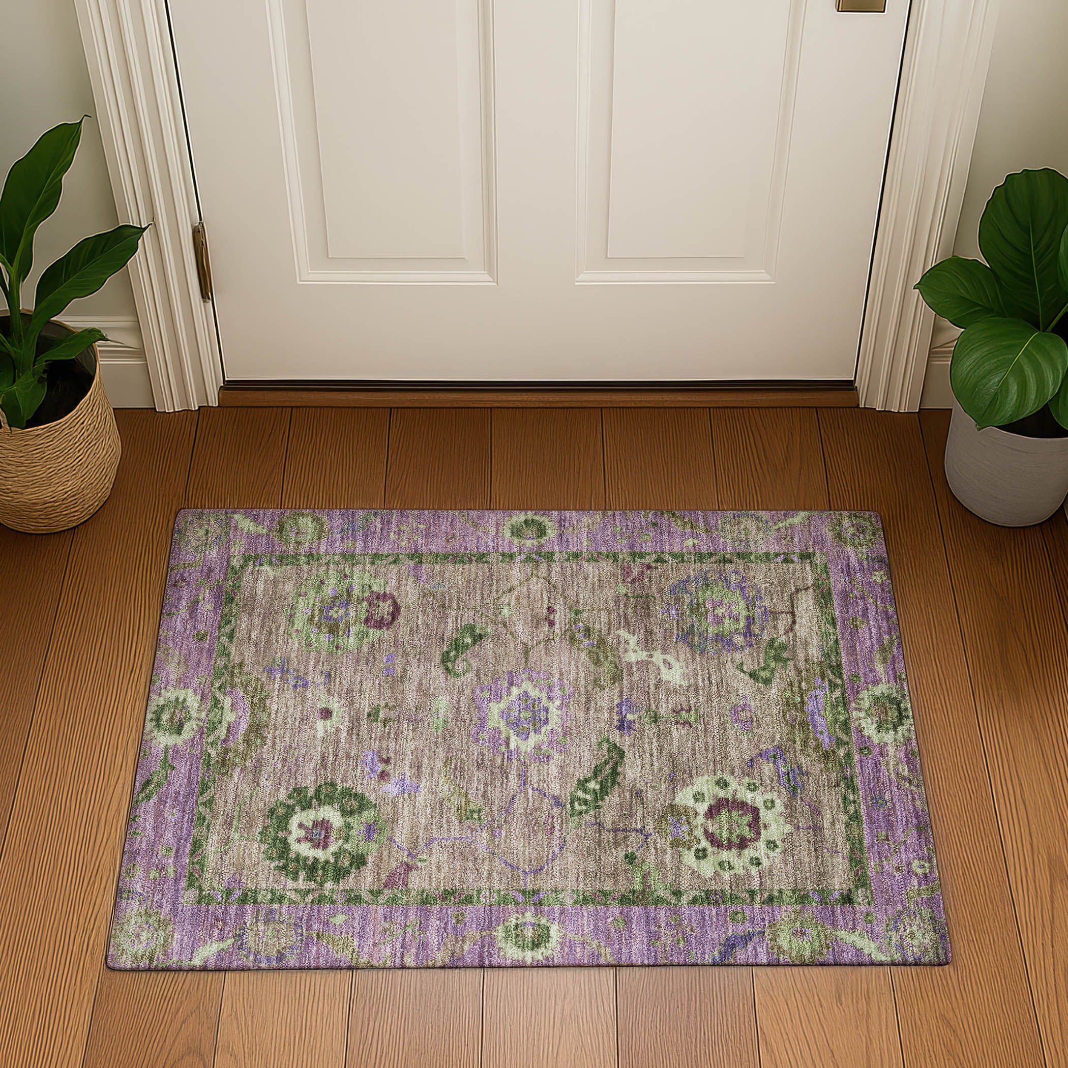 Kathmandu Machine Washable Traditional Brown Rug 1'8" x 2'6" #shape_Rectangle