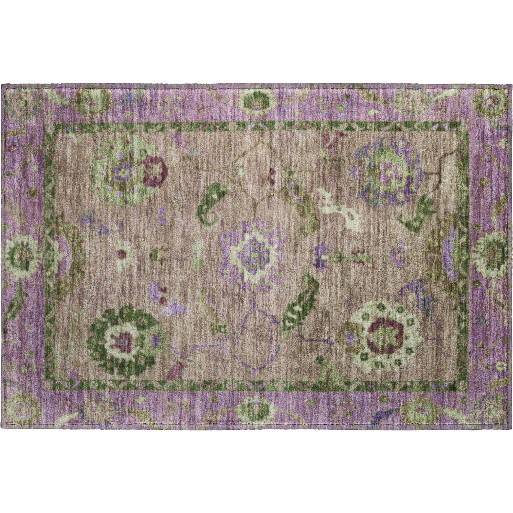 Kathmandu Machine Washable Traditional Brown Rug 1'8" x 2'6" #shape_Rectangle