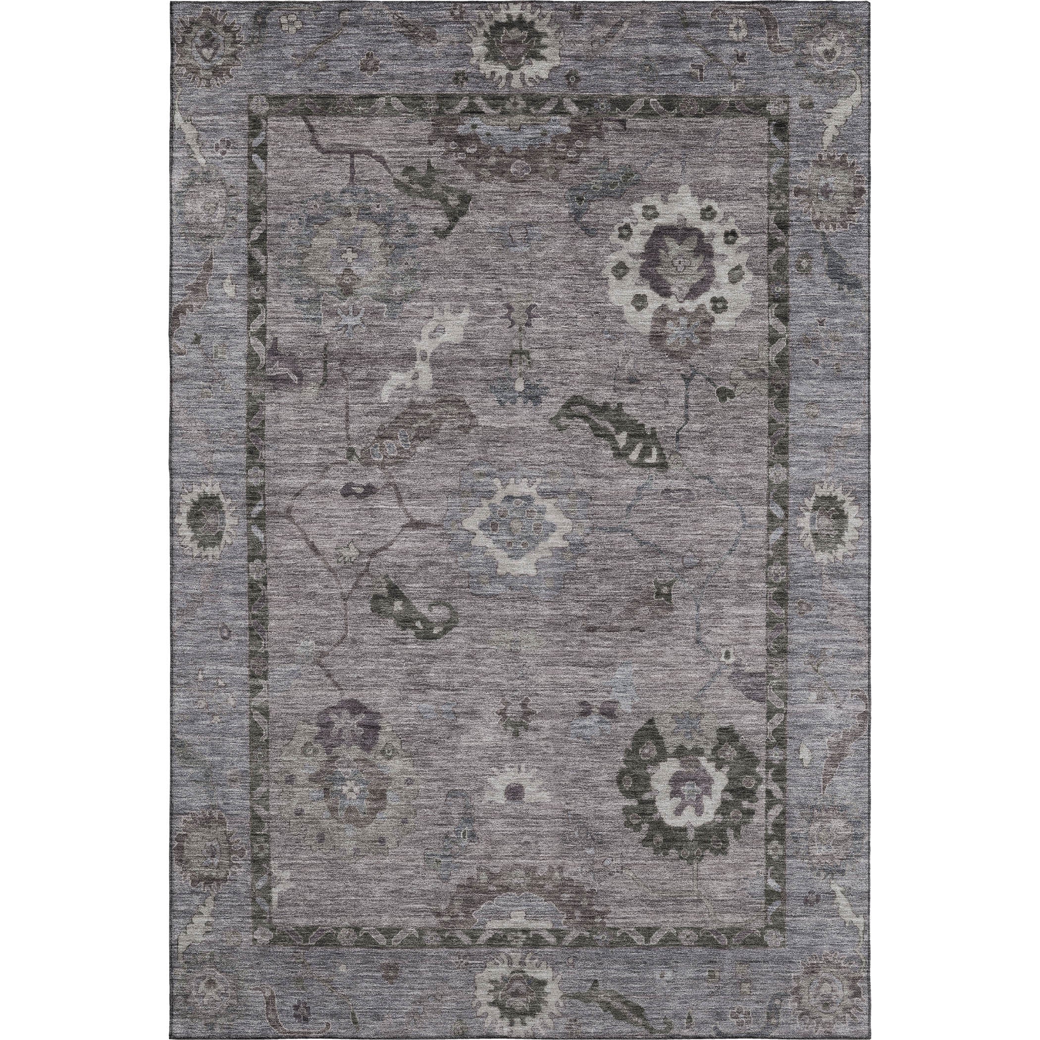 Kathmandu Machine Washable Traditional Pewter Gray Rug 2'6" x 3'10" #shape_Rectangle