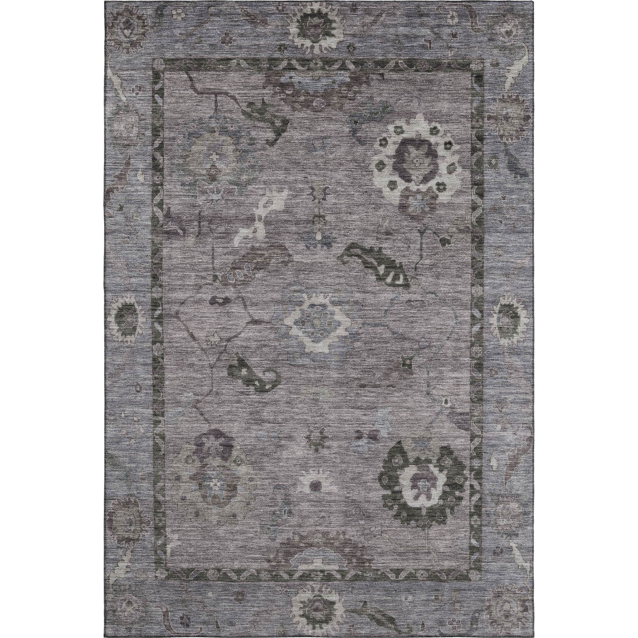 Kathmandu Machine Washable Traditional Pewter Gray Rug 2'6" x 3'10" #shape_Rectangle
