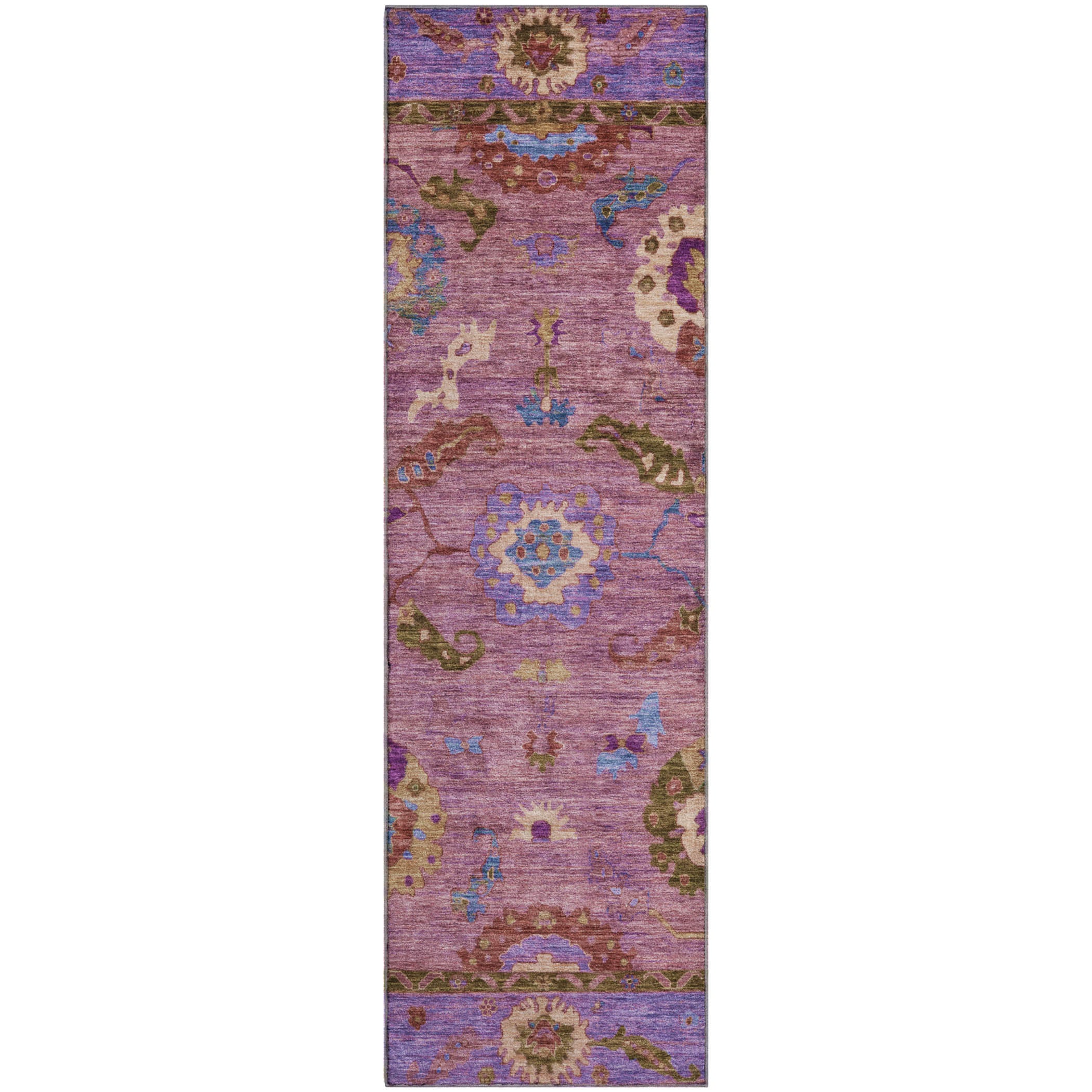 Kathmandu Machine Washable Traditional Pink Rug 2'3" x 7'6" #shape_Runner