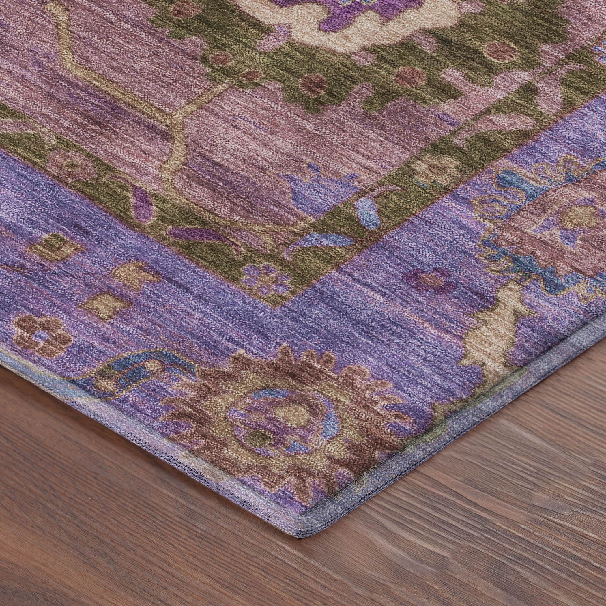 Kathmandu Machine Washable Traditional Pink Rug 1'8" x 2'6" #shape_Rectangle
