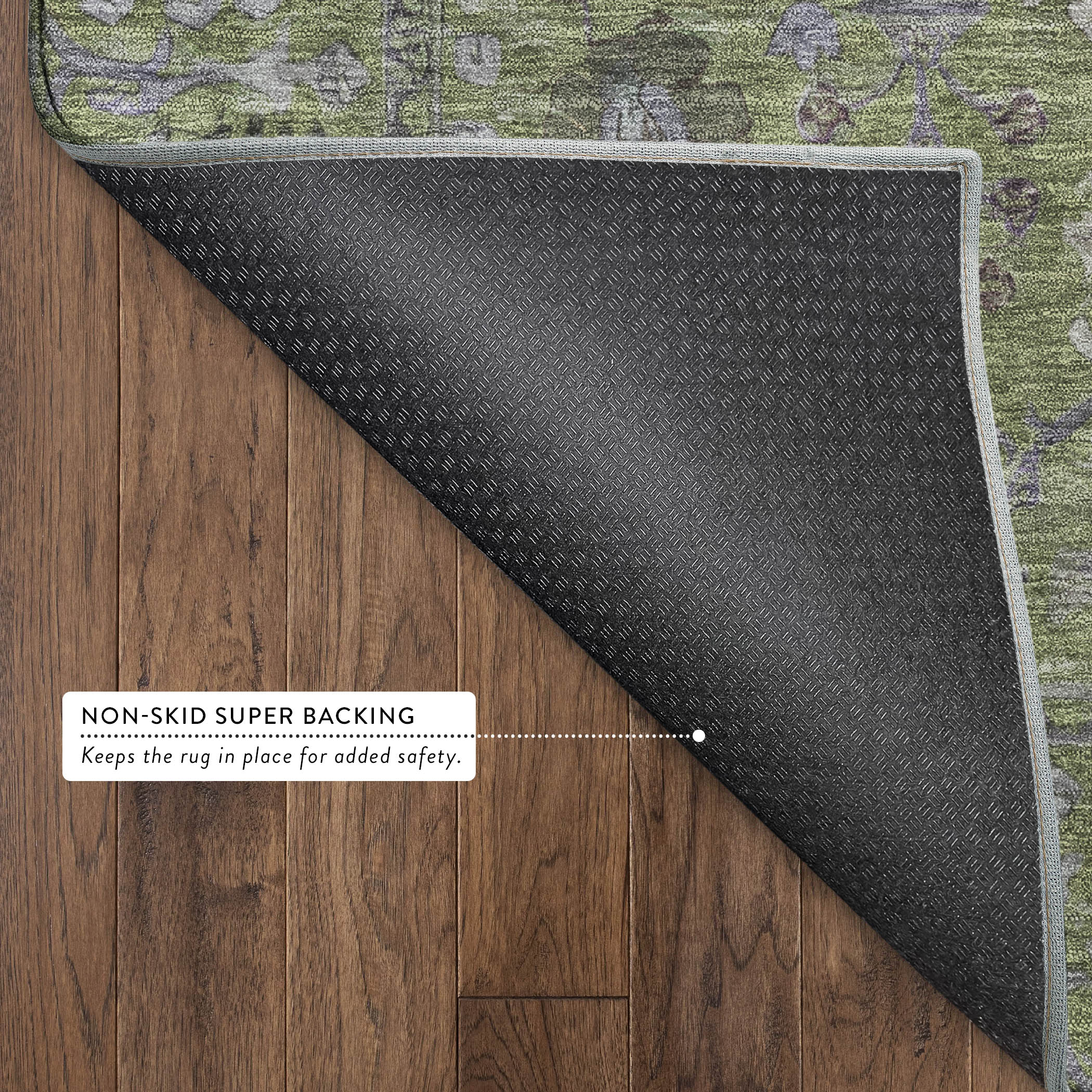 Montevideo Machine Washable Traditional Aloe Green Rug 1'8" x 2'6" #shape_Rectangle