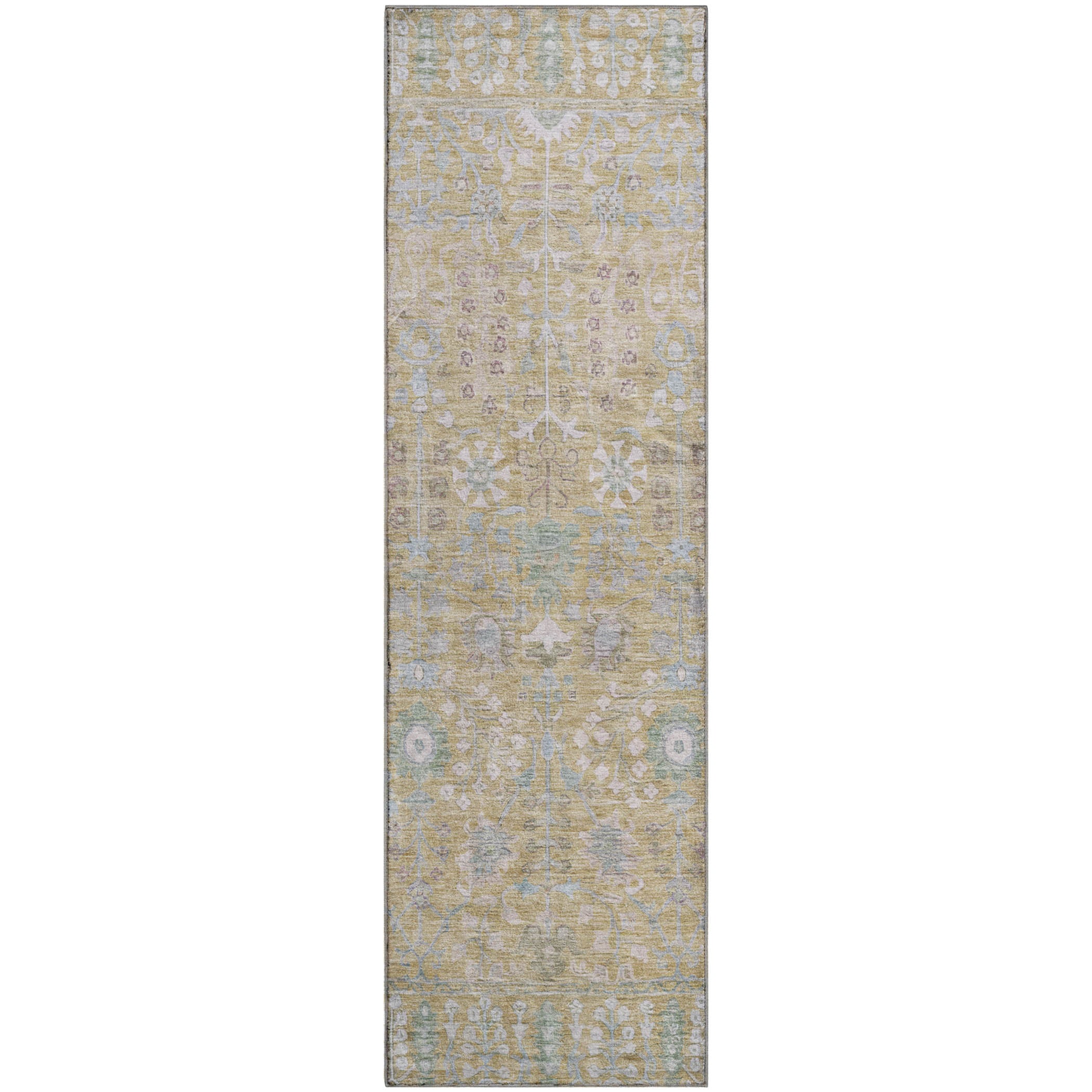 Montevideo Machine Washable Traditional Beige Brown Rug 2'3" x 7'6" #shape_Runner