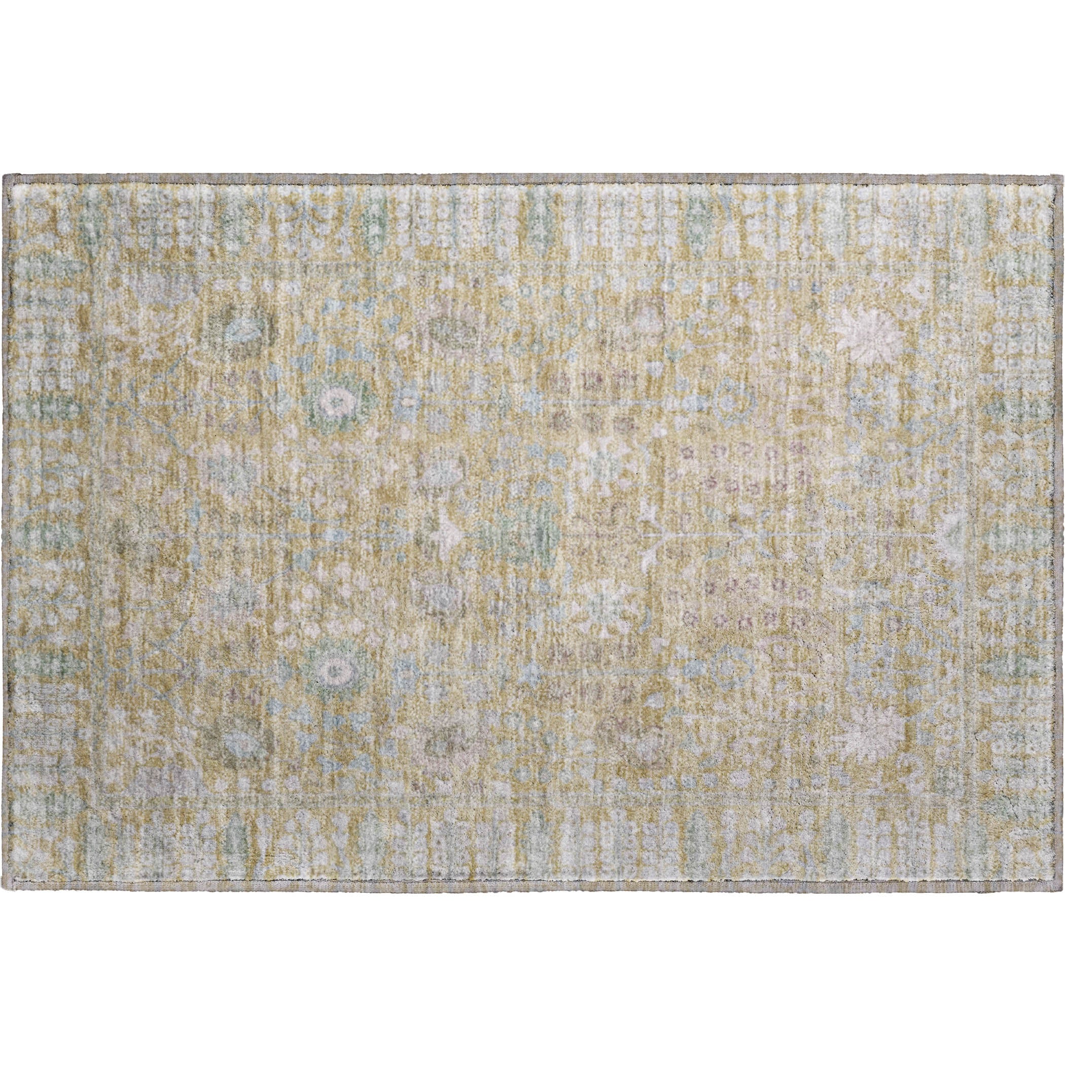 Montevideo Machine Washable Traditional Beige Brown Rug 1'8" x 2'6" #shape_Rectangle