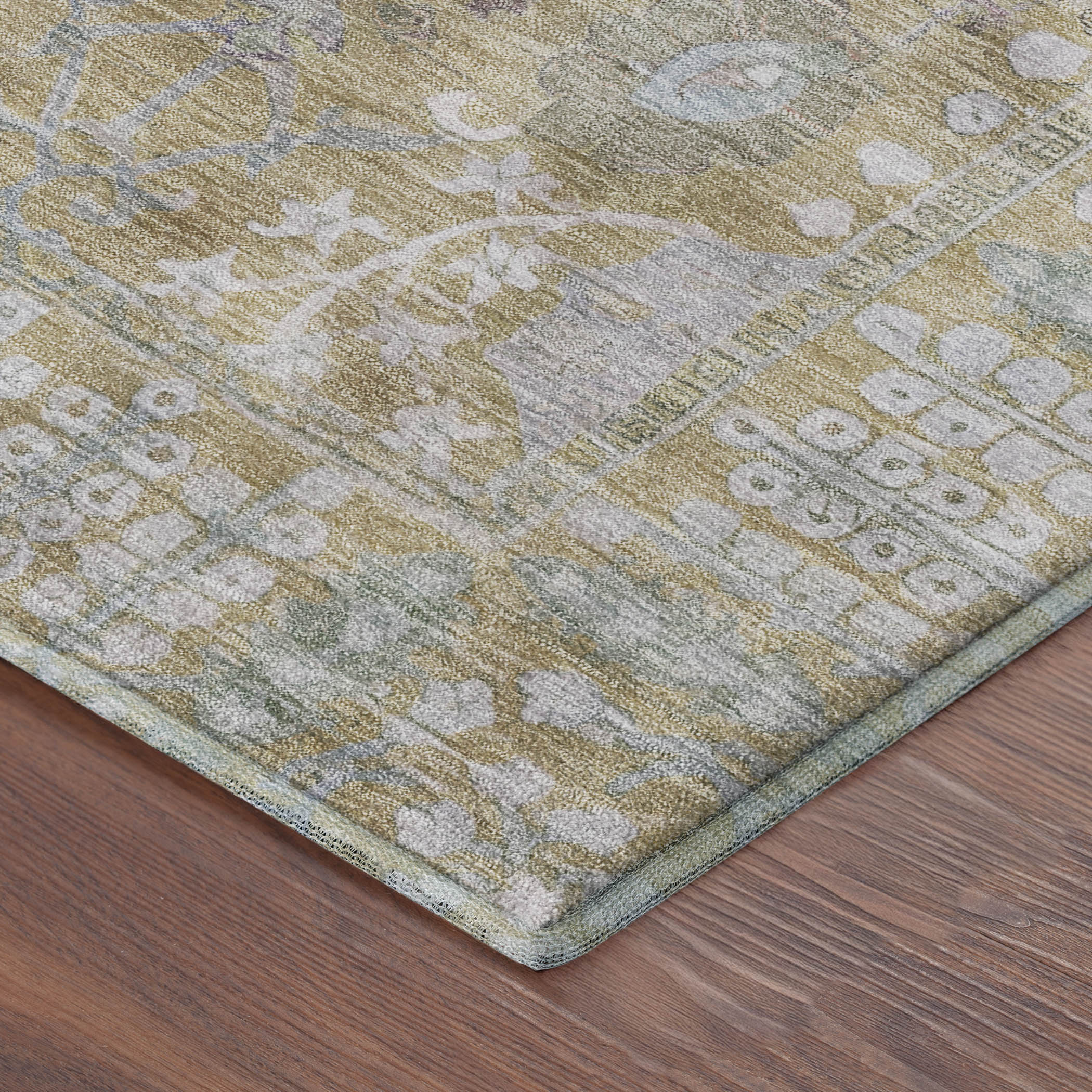 Montevideo Machine Washable Traditional Beige Brown Rug 1'8" x 2'6" #shape_Rectangle