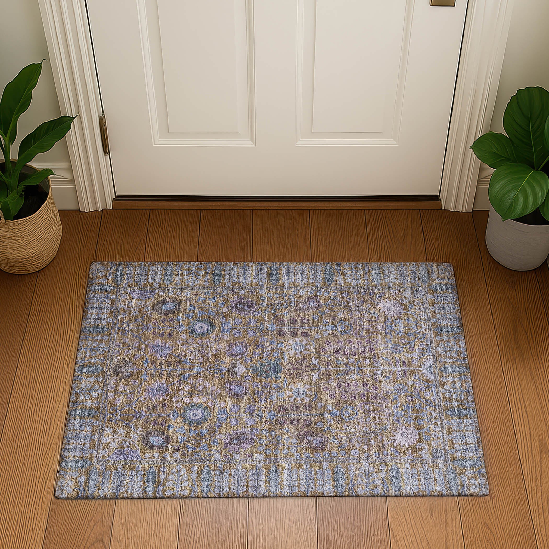 Montevideo Machine Washable Traditional Brown Rug 1'8" x 2'6" #shape_Rectangle