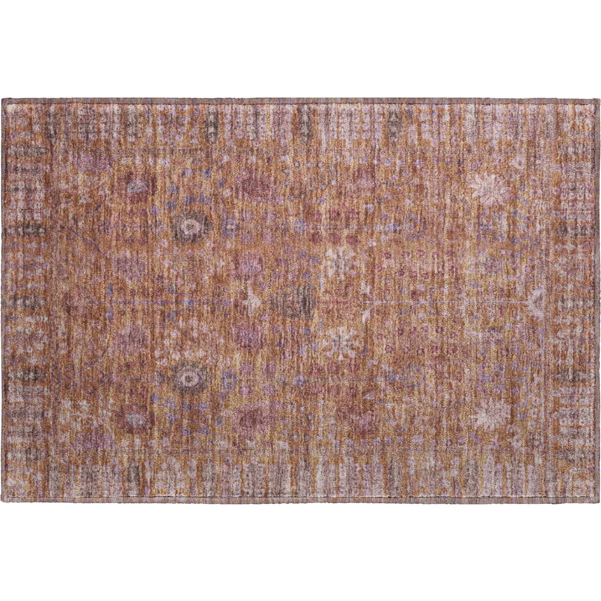 Montevideo Machine Washable Traditional Copper Orange Rug 1'8" x 2'6" #shape_Rectangle