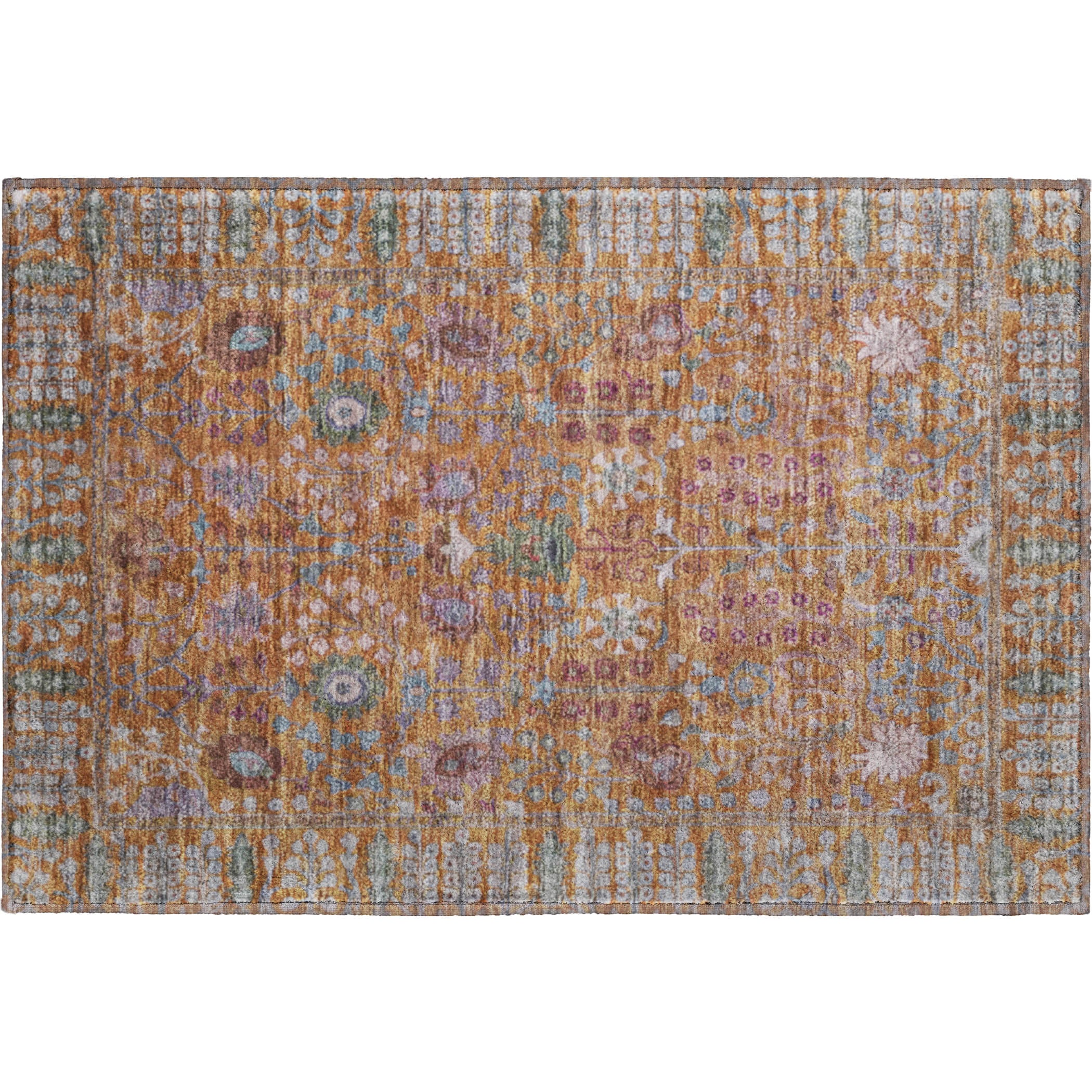 Montevideo Machine Washable Traditional Orange Rug 1'8" x 2'6" #shape_Rectangle