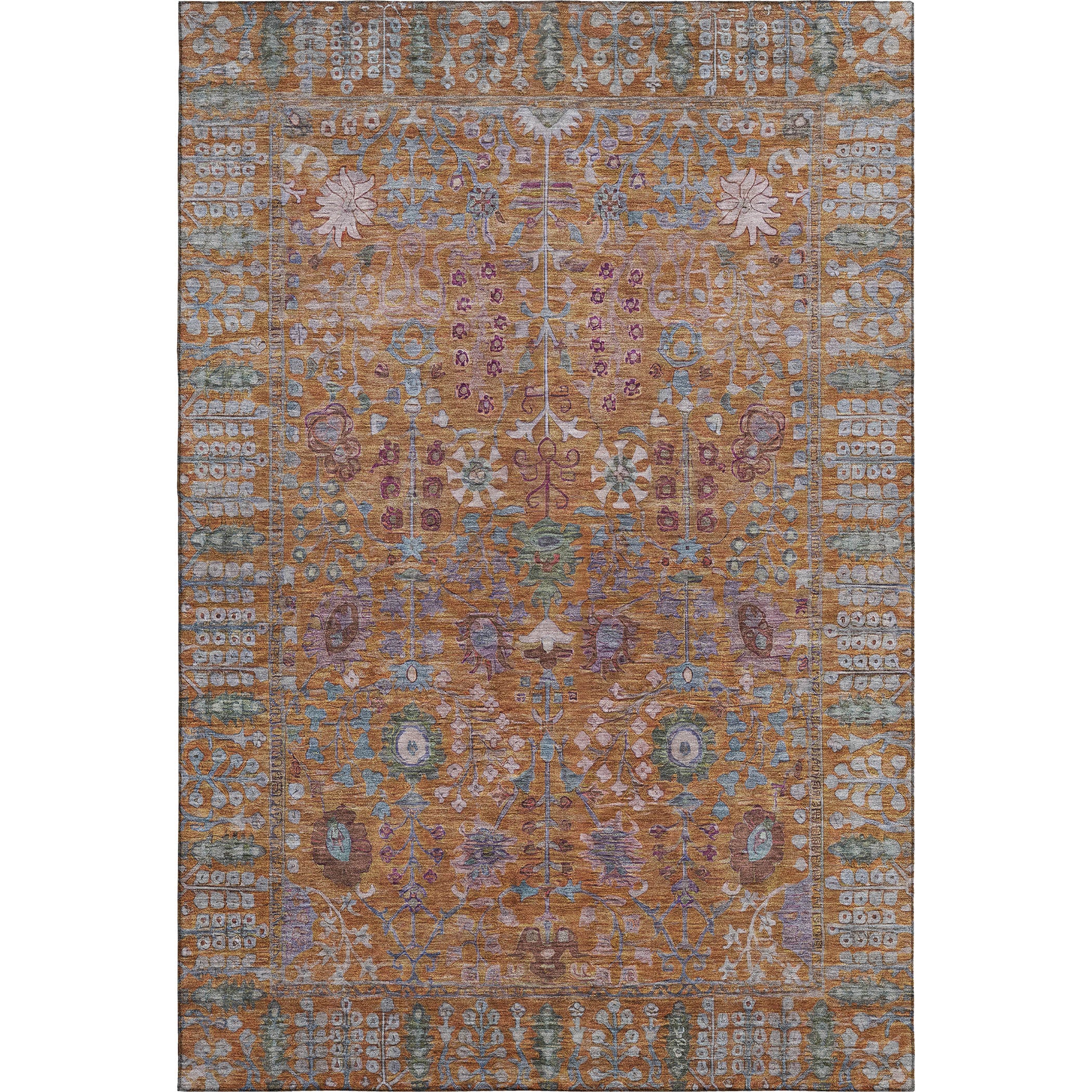 Montevideo Machine Washable Traditional Orange Rug 2'6" x 3'10" #shape_Rectangle
