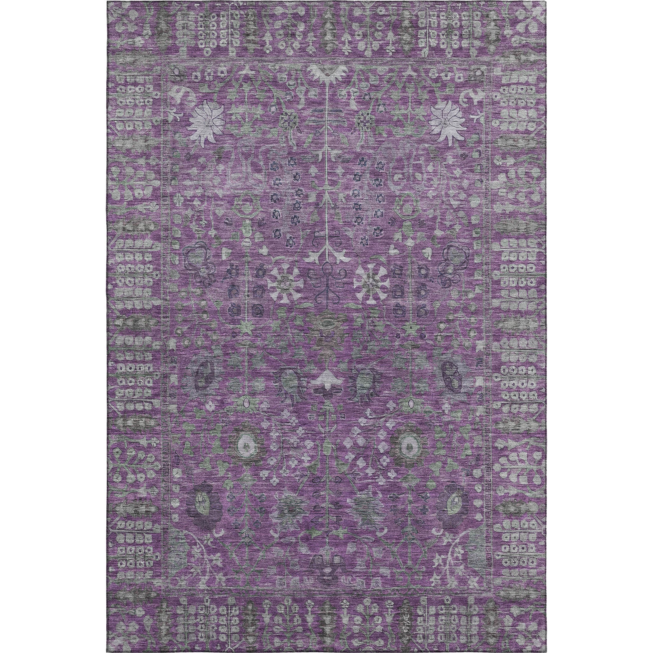 Montevideo Machine Washable Traditional Purple Rug 2'6" x 3'10" #shape_Rectangle