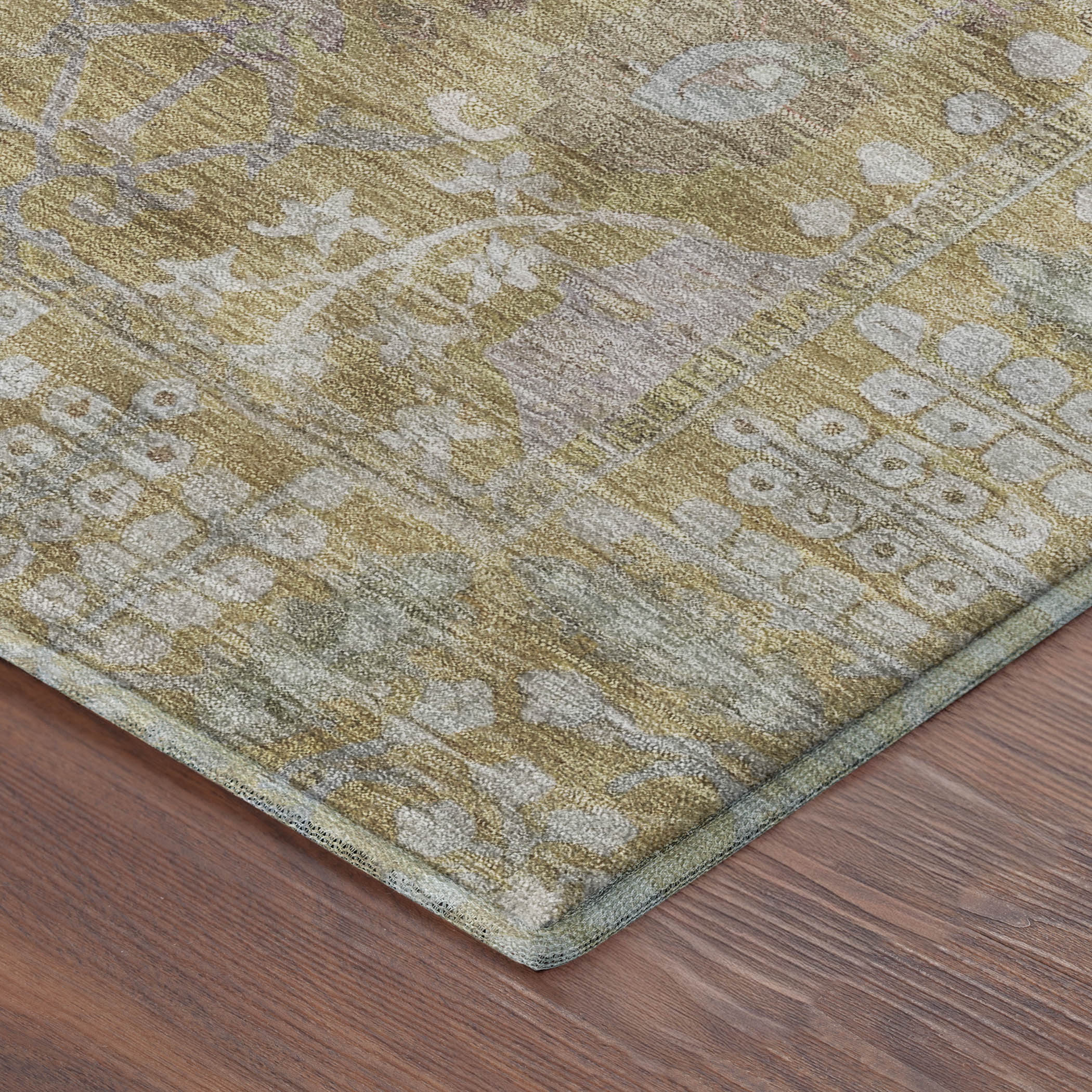 Montevideo Machine Washable Traditional Wheat Gold Rug 1'8" x 2'6" #shape_Rectangle