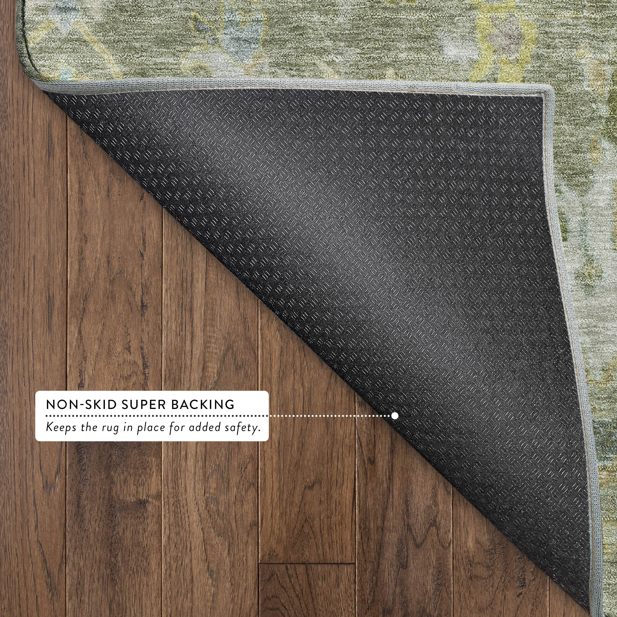 Ghent Machine Washable Traditional Aloe Green Rug 1'8" x 2'6" #shape_Rectangle
