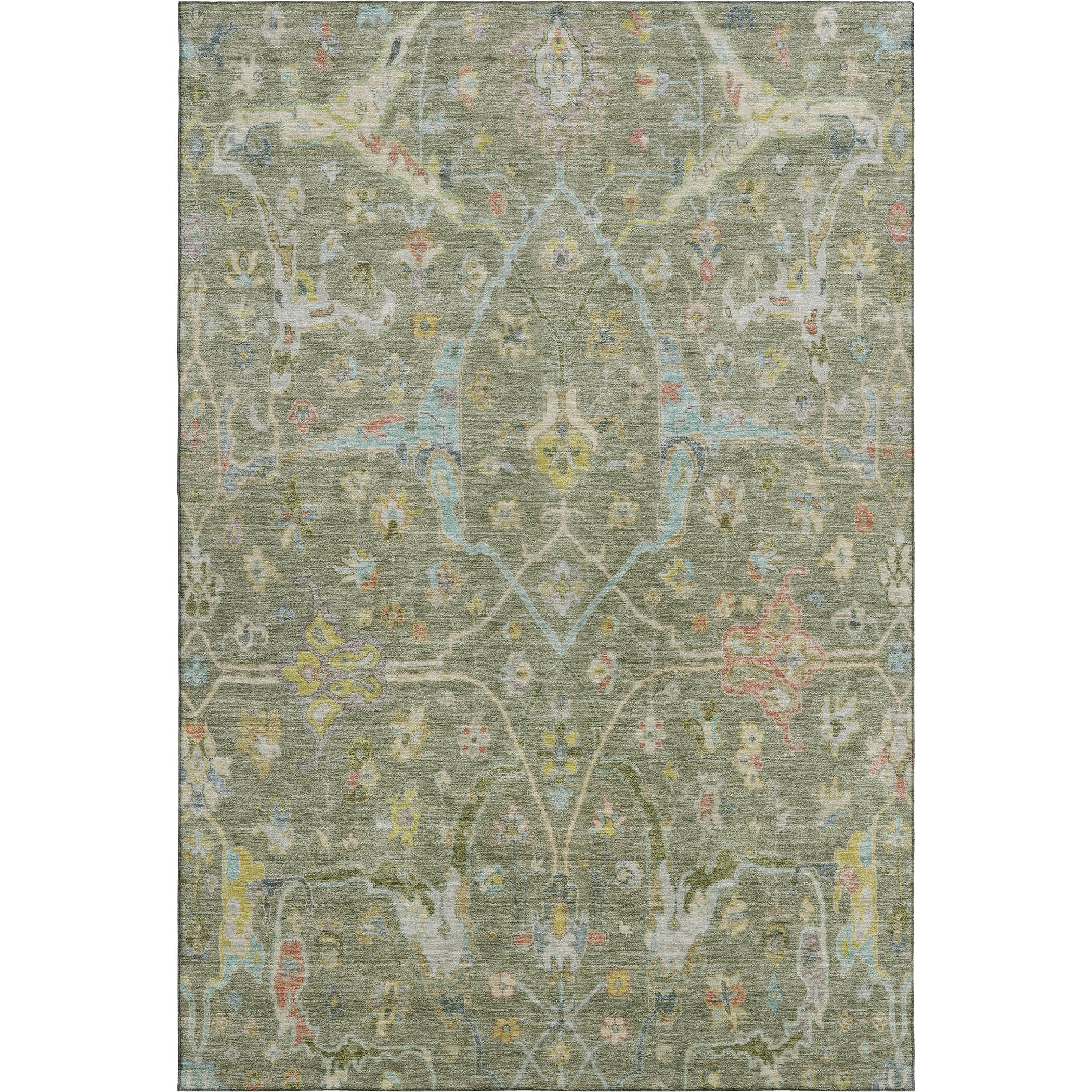 Ghent Machine Washable Traditional Aloe Green Rug 2'6" x 3'10" #shape_Rectangle