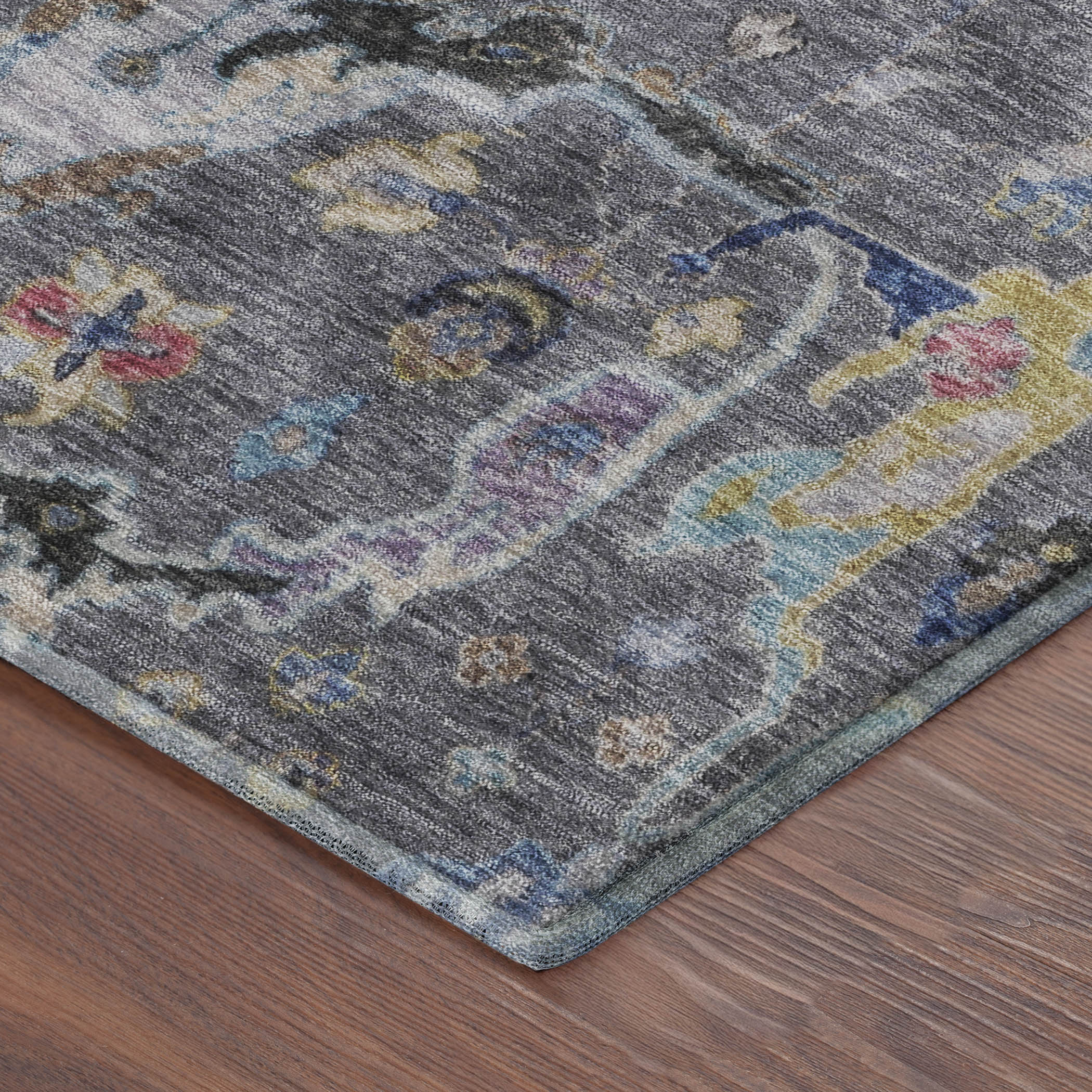 Ghent Machine Washable Traditional Gray Rug 1'8" x 2'6" #shape_Rectangle