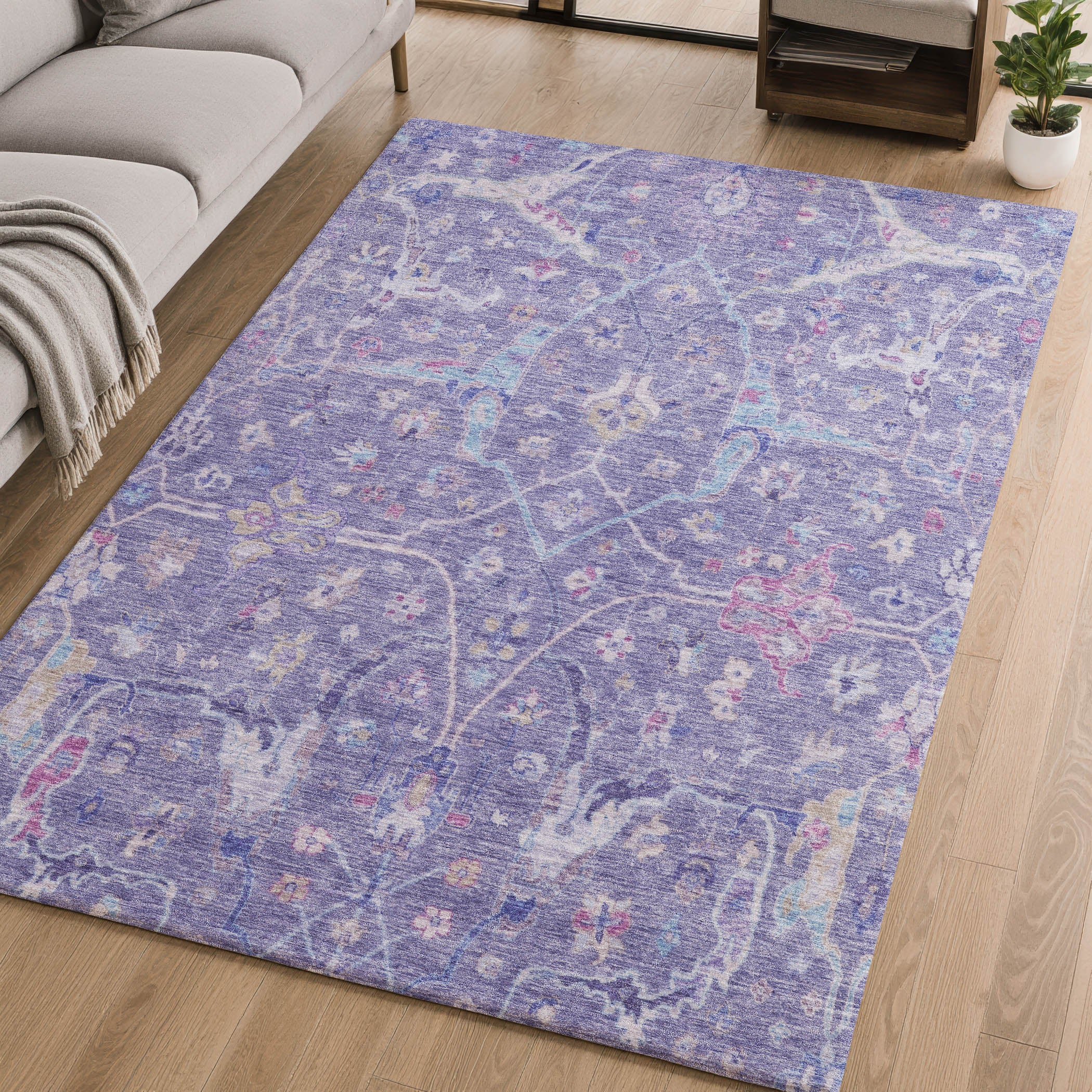 Ghent Machine Washable Traditional Purple Rug 2'6" x 3'10" #shape_Rectangle