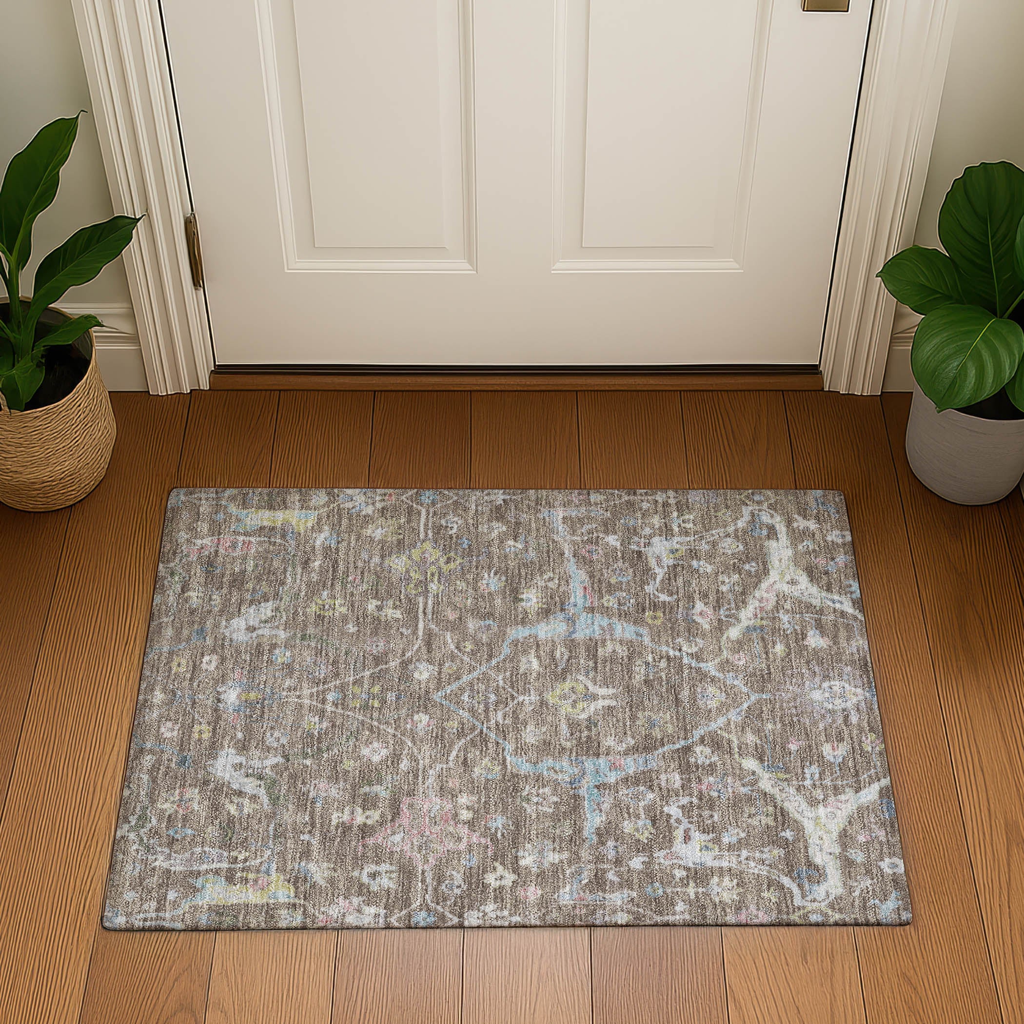 Budapest Machine Washable Traditional Brown Rug 1'8" x 2'6" #shape_Rectangle