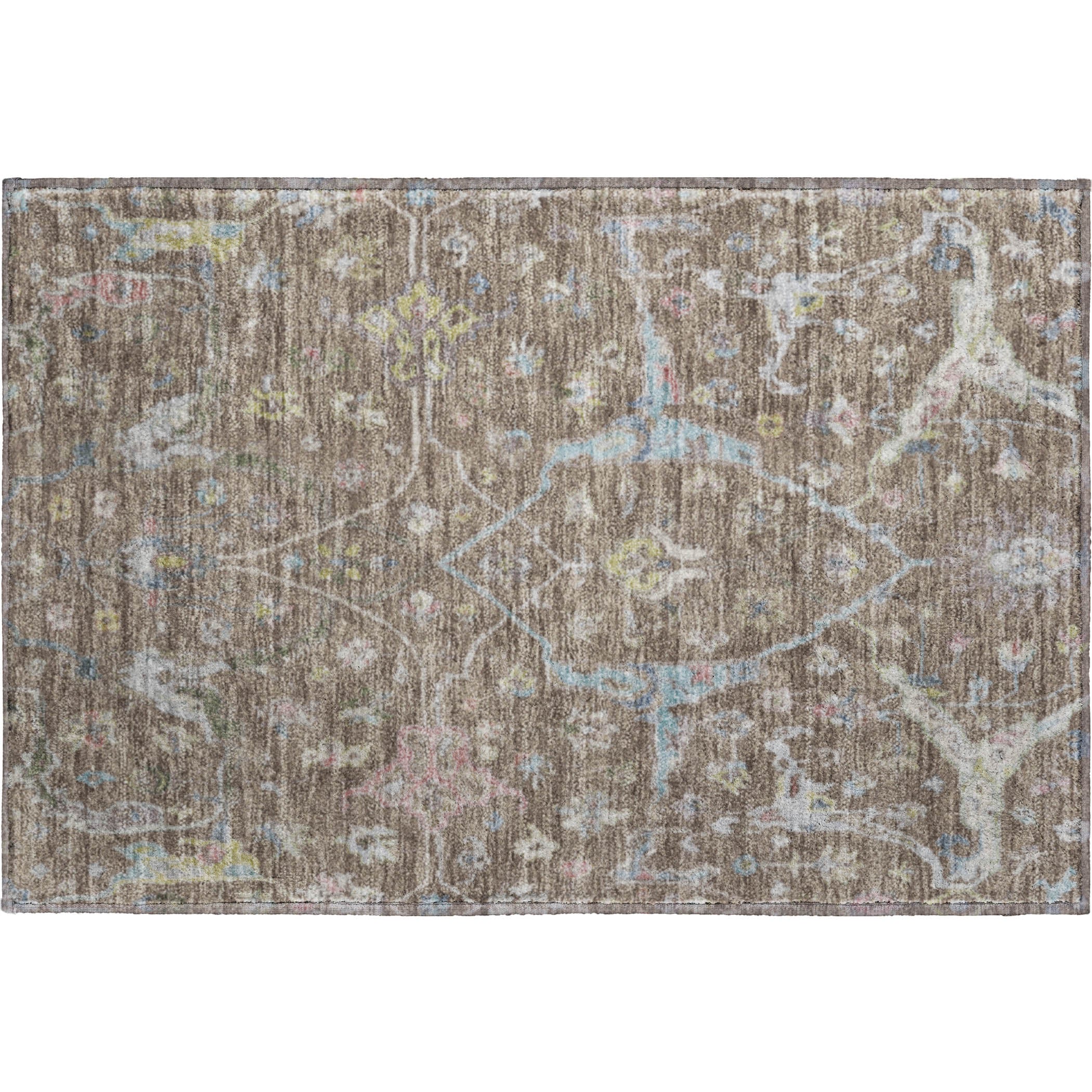 Budapest Machine Washable Traditional Brown Rug 1'8" x 2'6" #shape_Rectangle