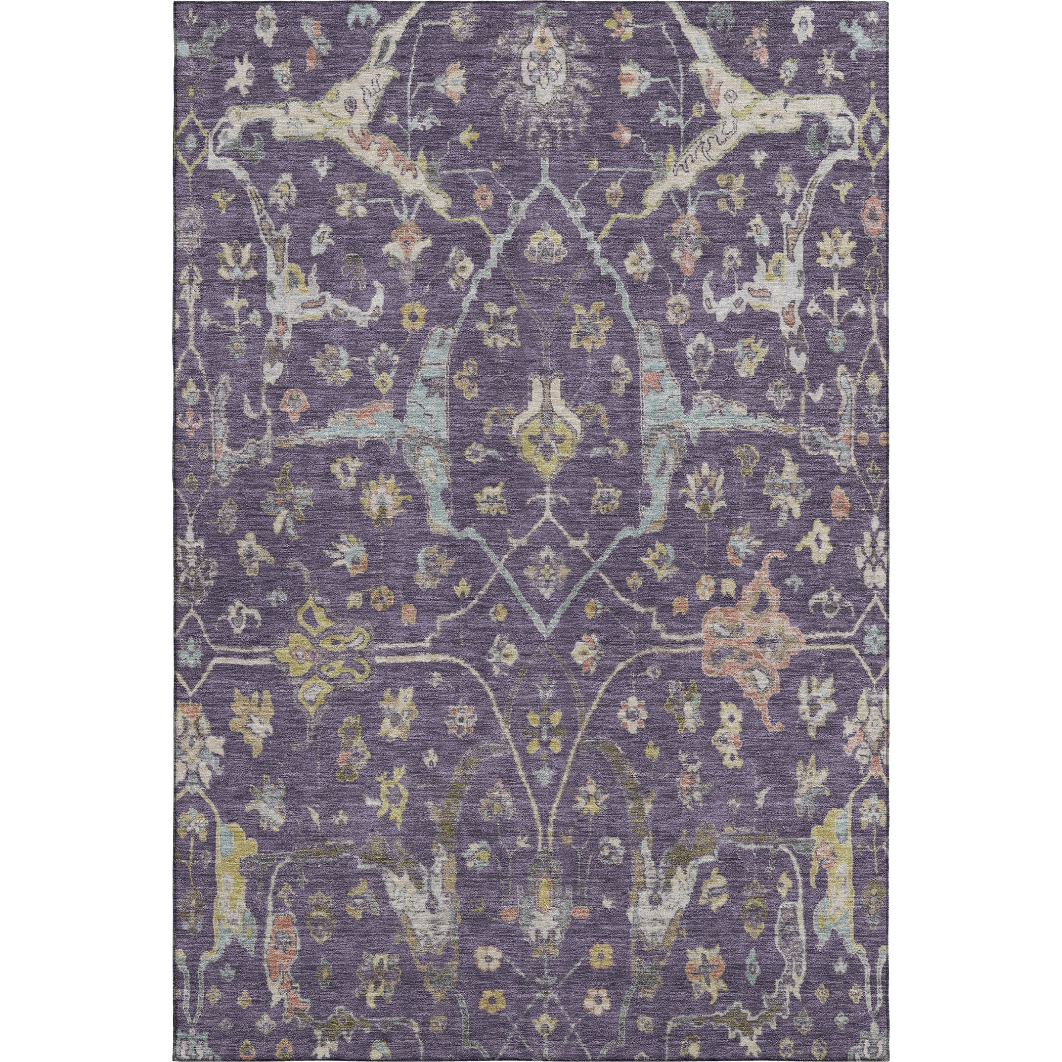 Budapest Machine Washable Traditional Eggplant Purple Rug 2'6" x 3'10" #shape_Rectangle