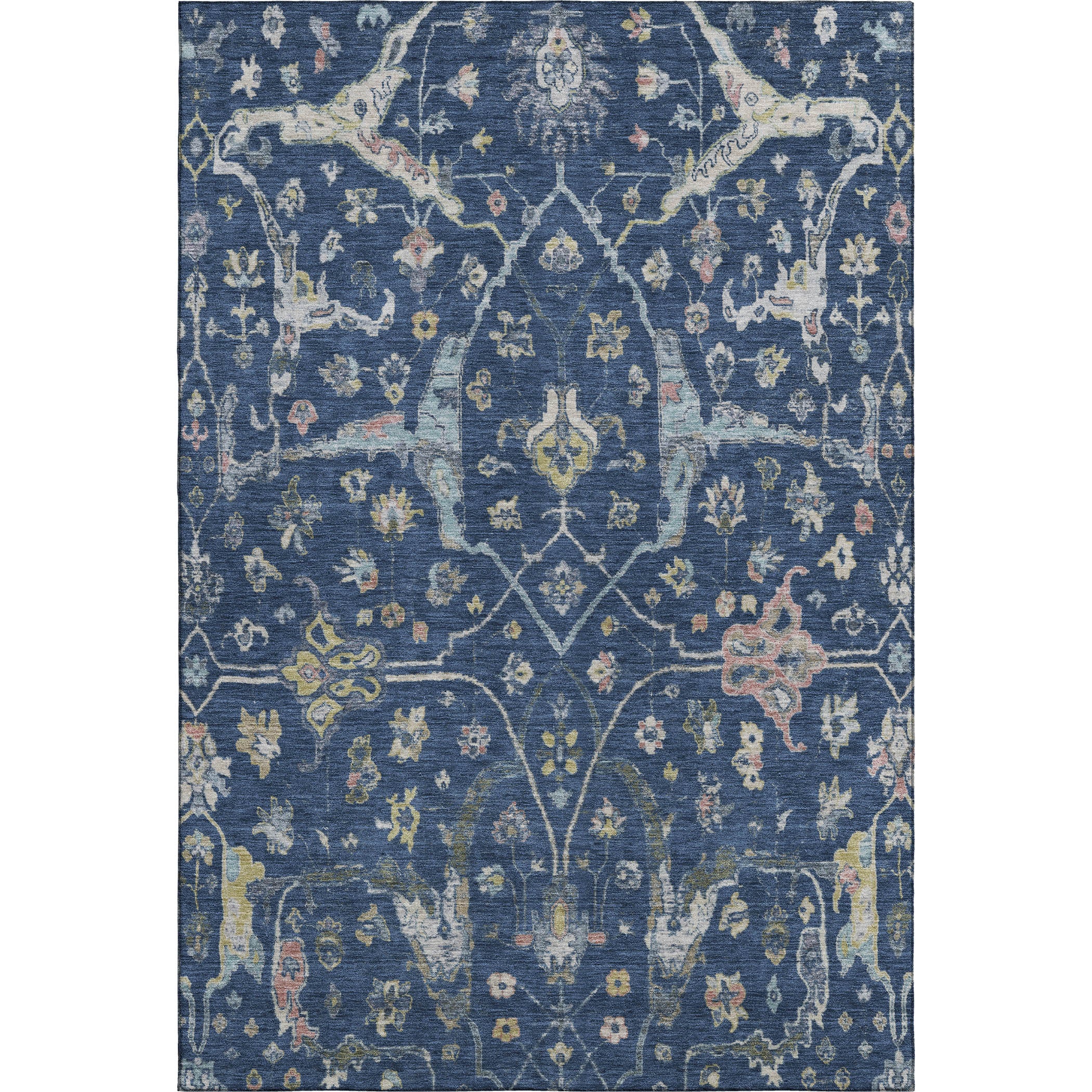 Budapest Machine Washable Traditional Navy Blue Rug 2'6" x 3'10" #shape_Rectangle