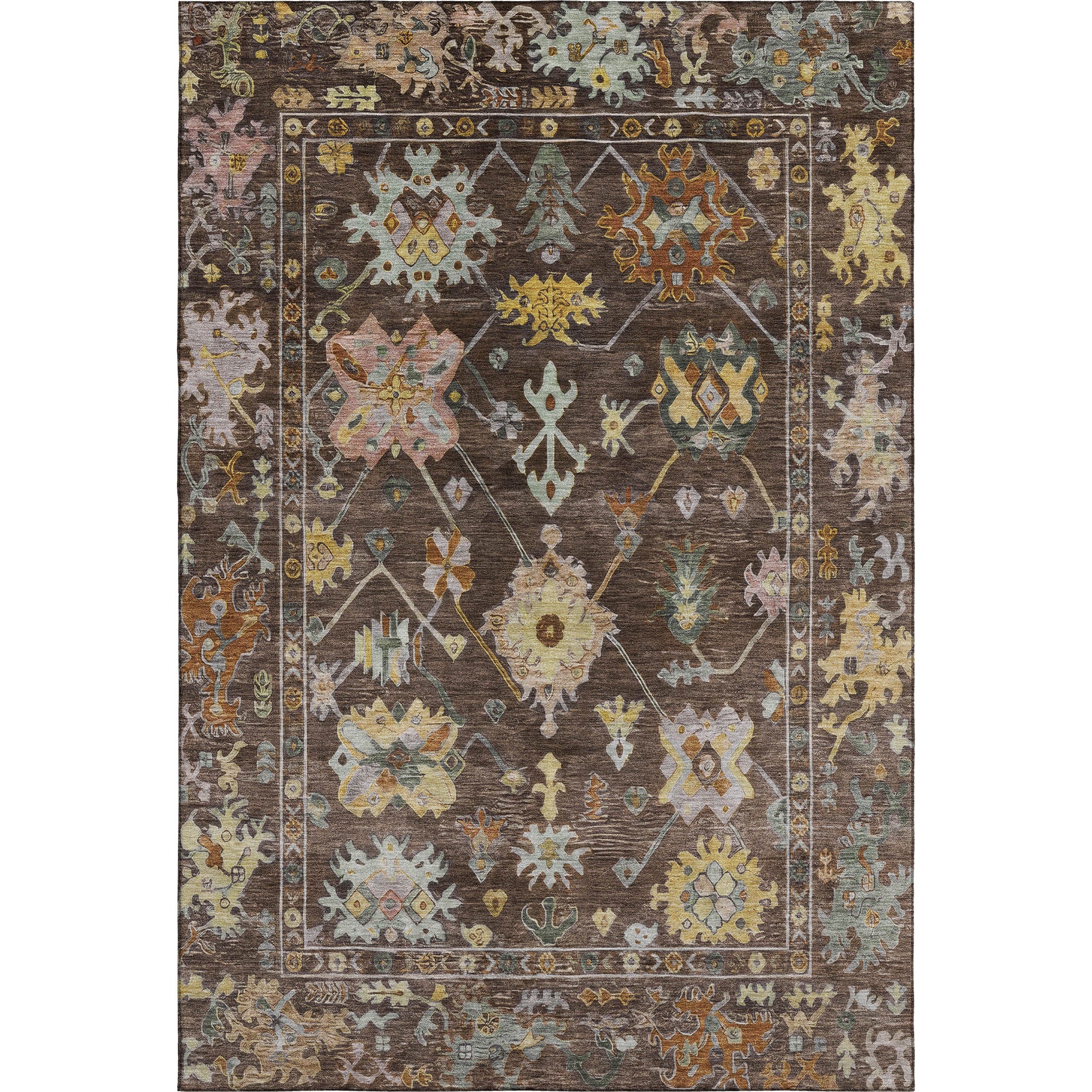 Seville Machine Washable Traditional Chocolate Brown Rug 2'6" x 3'10" #shape_Rectangle