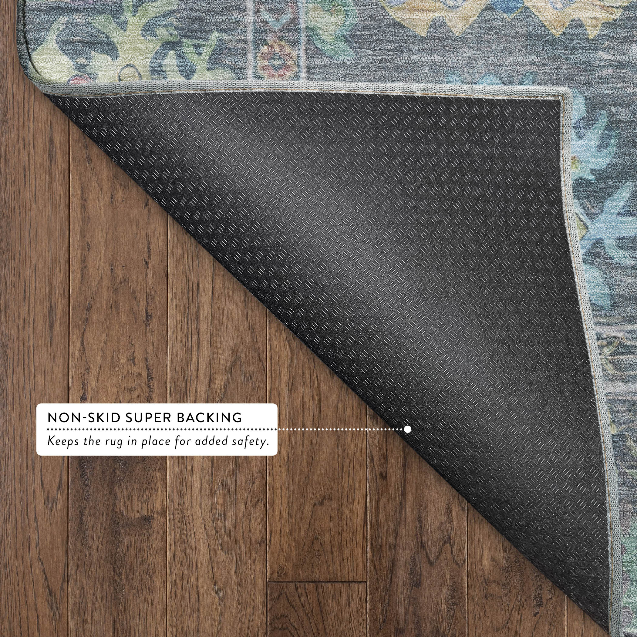Seville Machine Washable Traditional Teal Rug 1'8" x 2'6" #shape_Rectangle