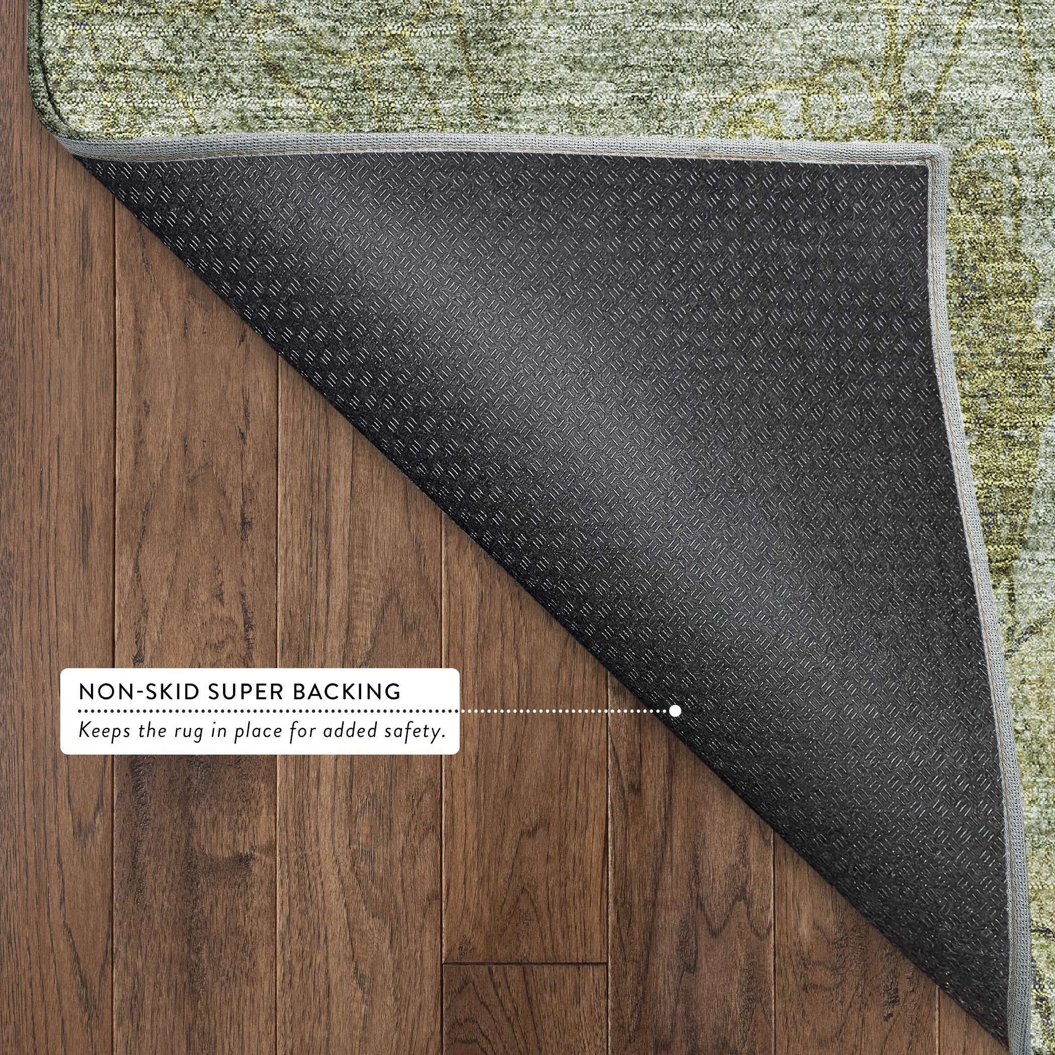 Oaxaca Machine Washable Transitional Aloe Green Rug 1'8" x 2'6" #shape_Rectangle