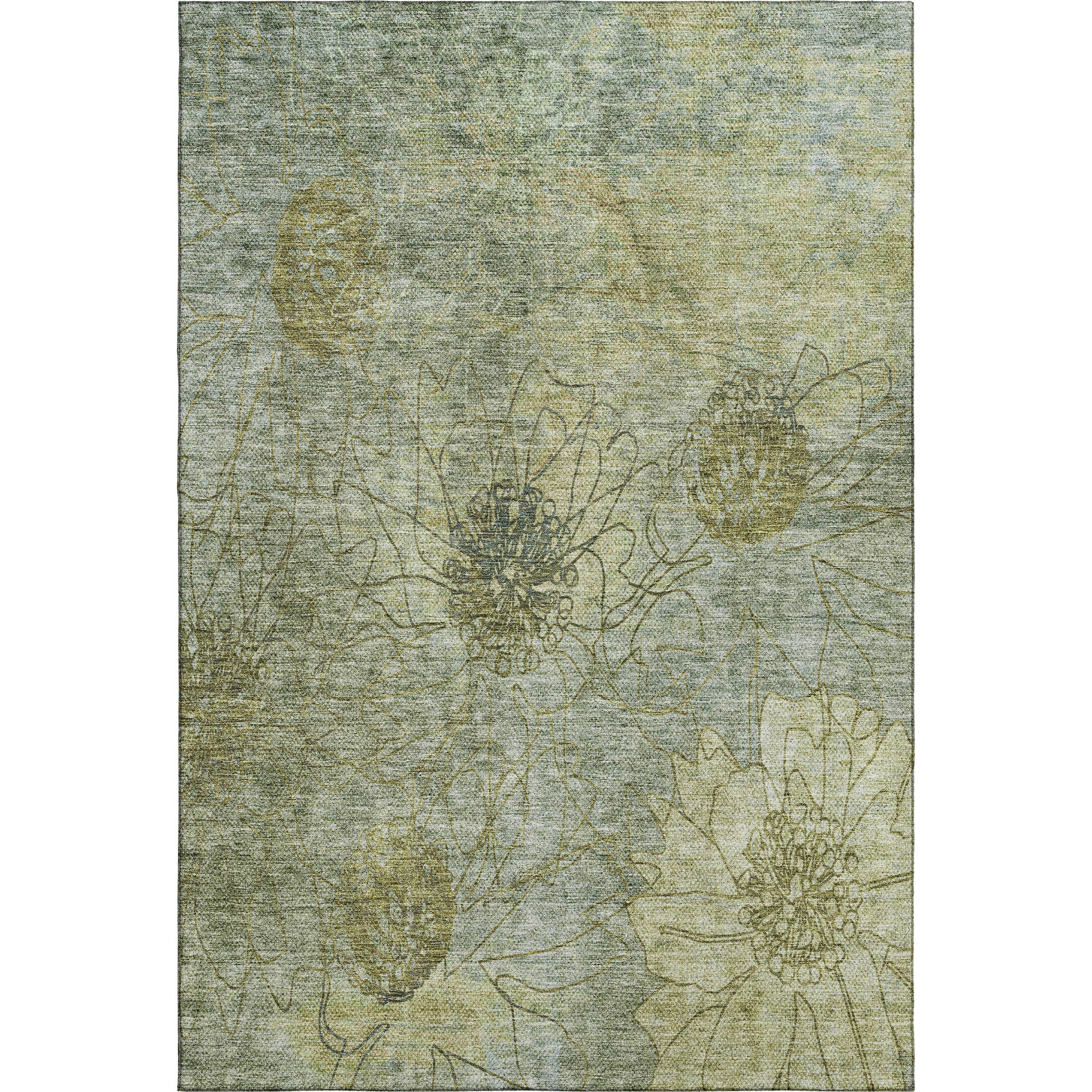 Oaxaca Machine Washable Transitional Aloe Green Rug 2'6" x 3'10" #shape_Rectangle