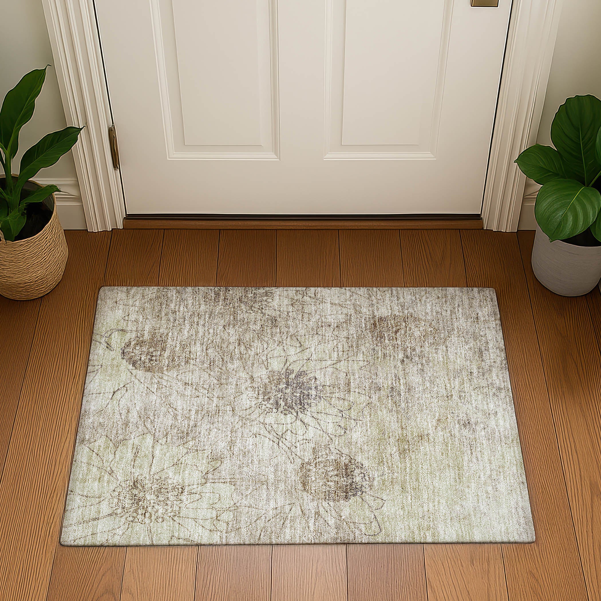 Oaxaca Machine Washable Transitional Brown Rug 1'8" x 2'6" #shape_Rectangle