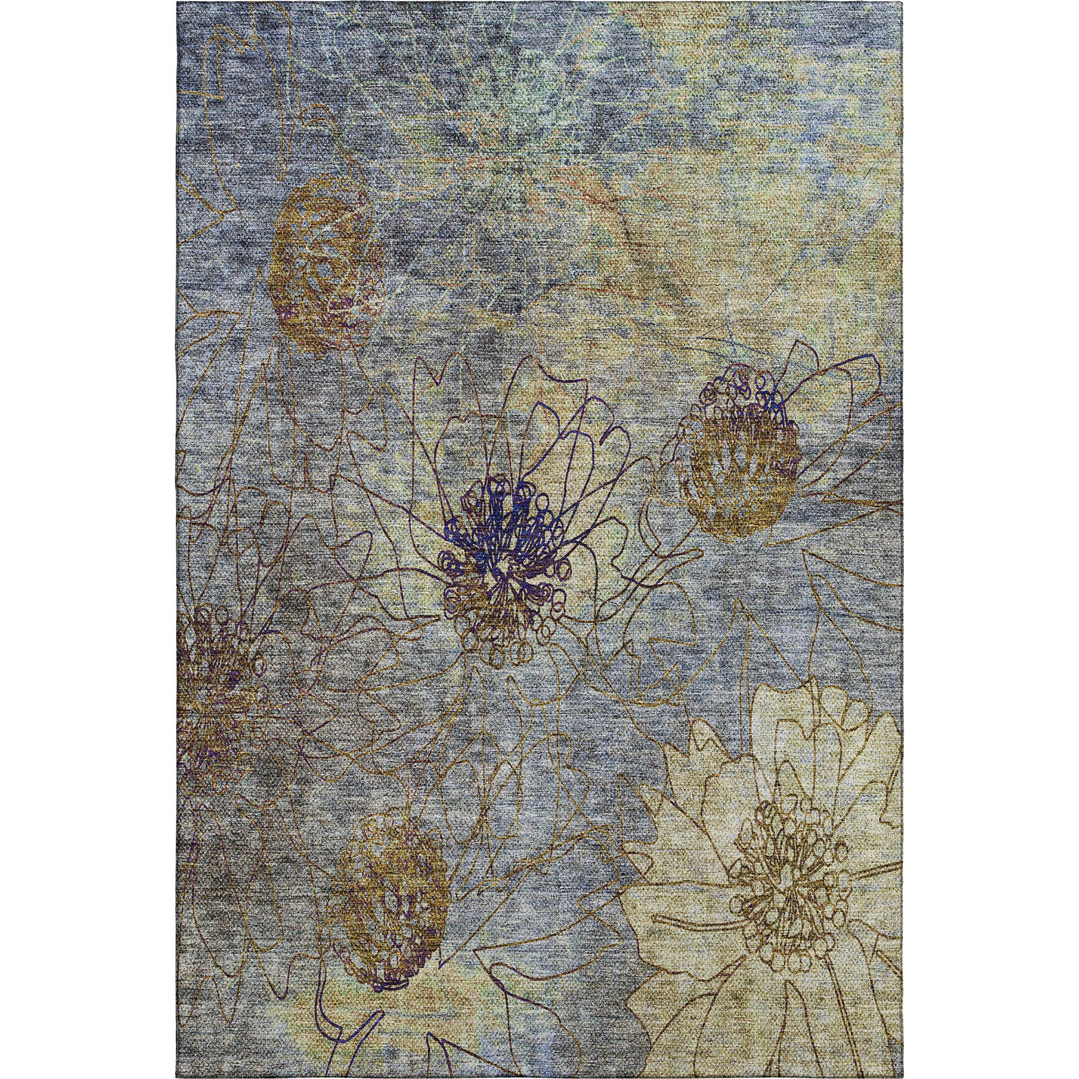Oaxaca Machine Washable Transitional Denim Blue Rug 2'6" x 3'10" #shape_Rectangle