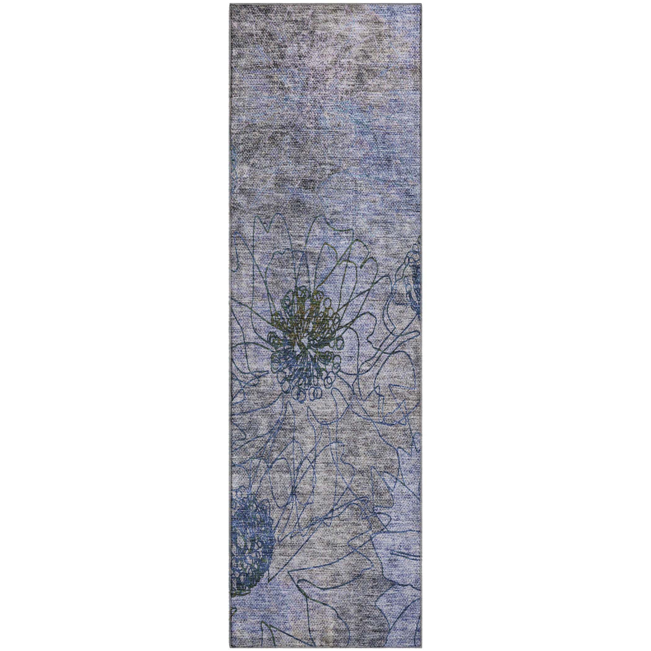 Oaxaca Machine Washable Transitional Gray Rug 2'3" x 7'6" #shape_Runner
