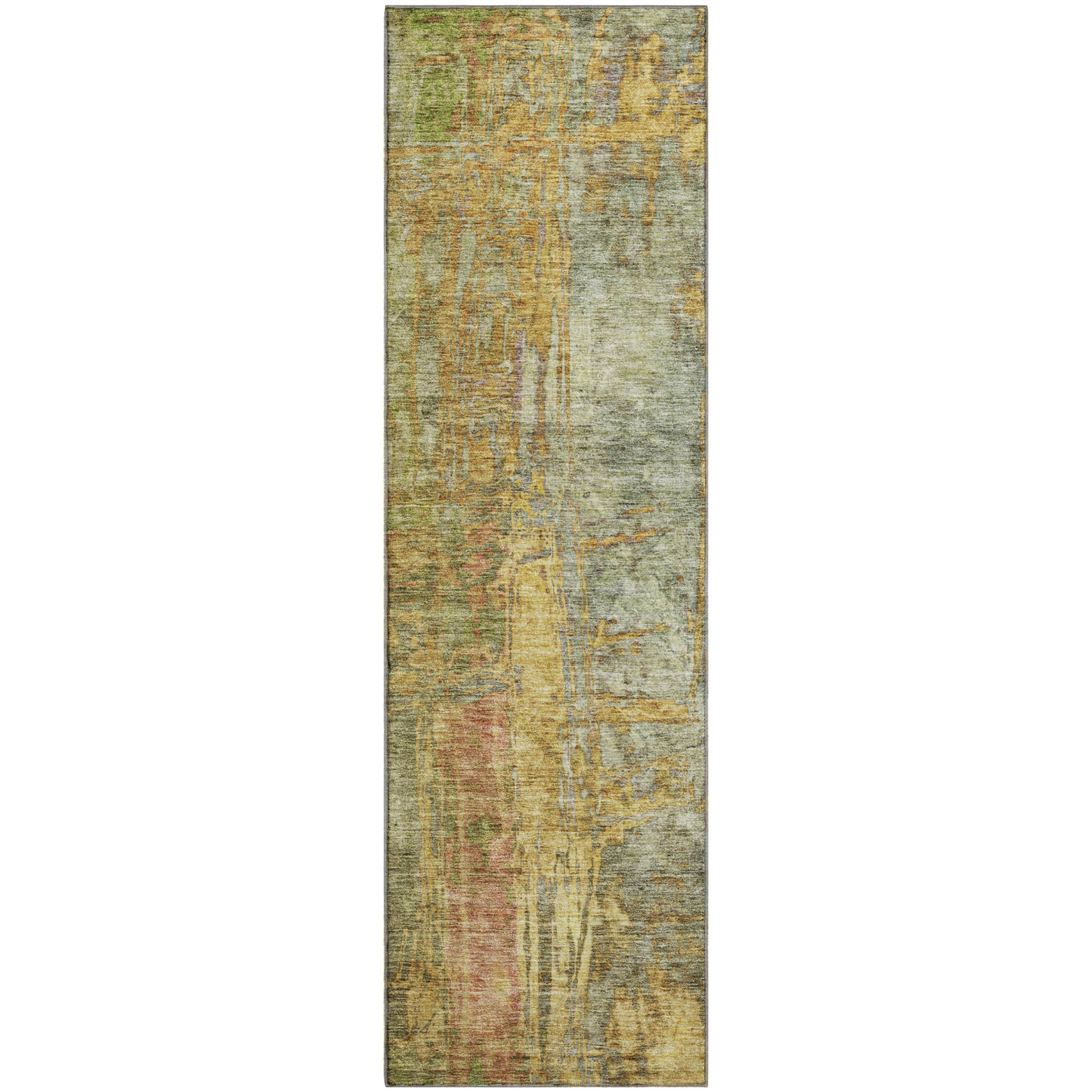 Siena Machine Washable Transitional Aloe Green Rug 2'3" x 7'6" #shape_Runner