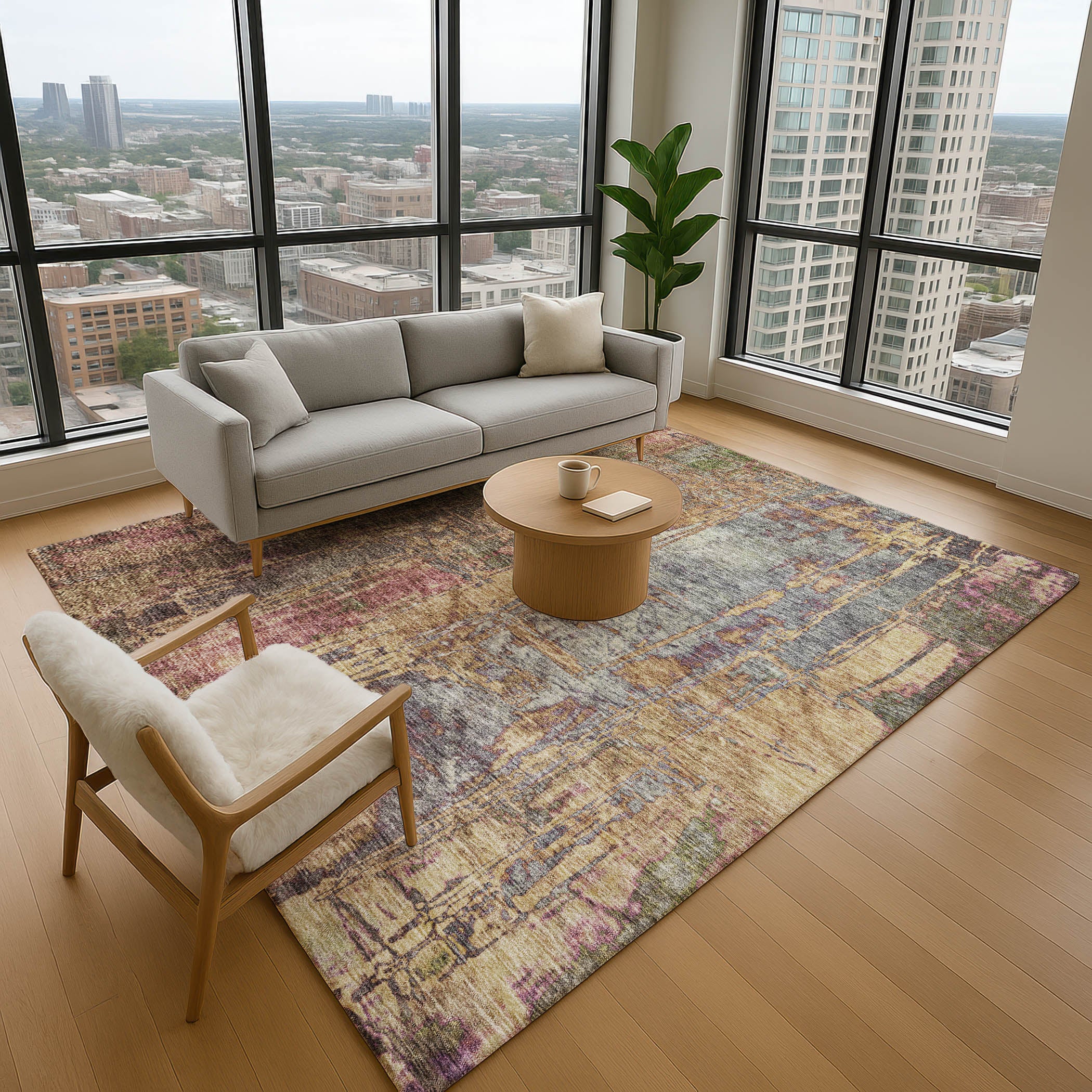 Siena Machine Washable Transitional Brown Rug 2'6" x 3'10" #shape_Rectangle