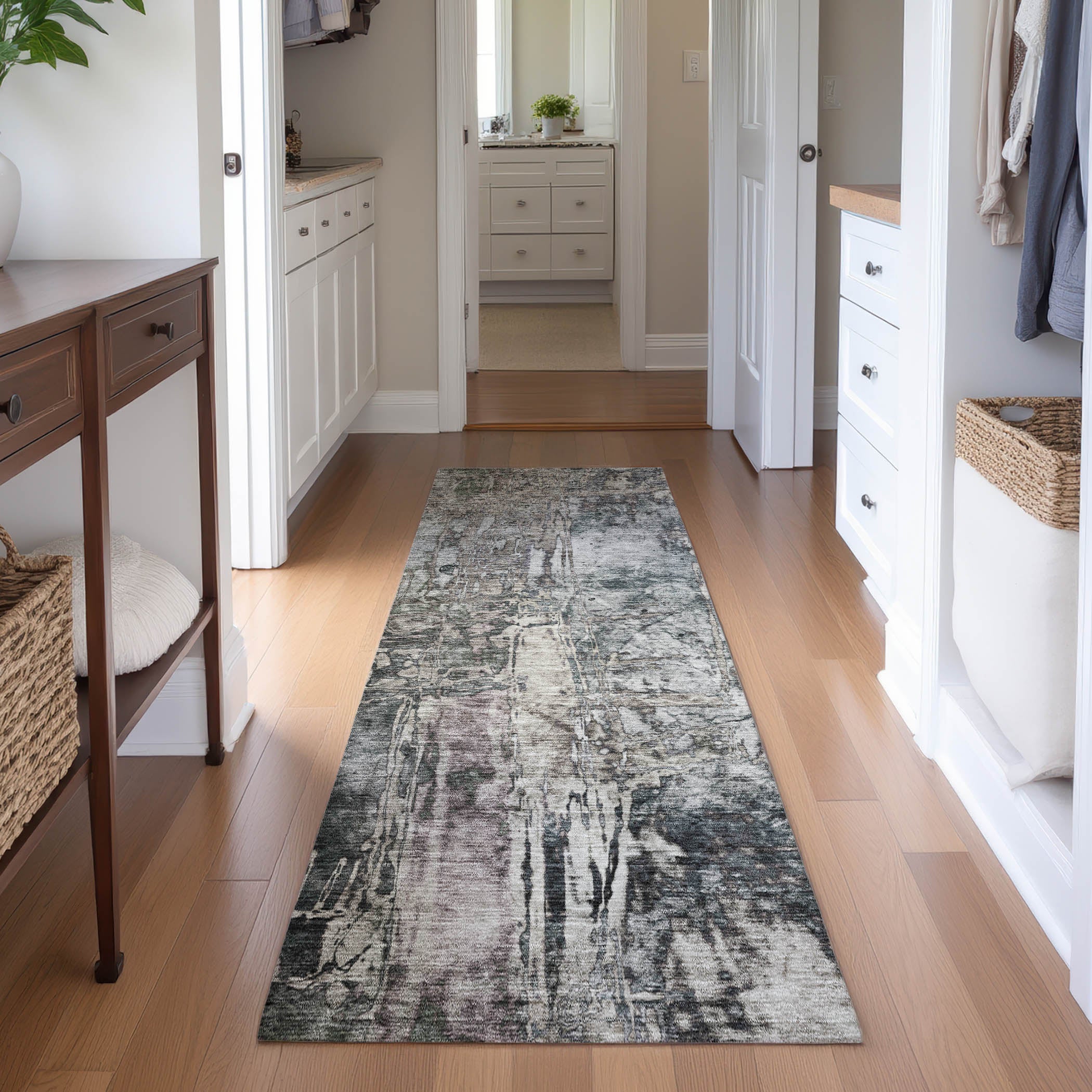 Siena Machine Washable Transitional Gray Rug 2'3" x 7'6" #shape_Runner