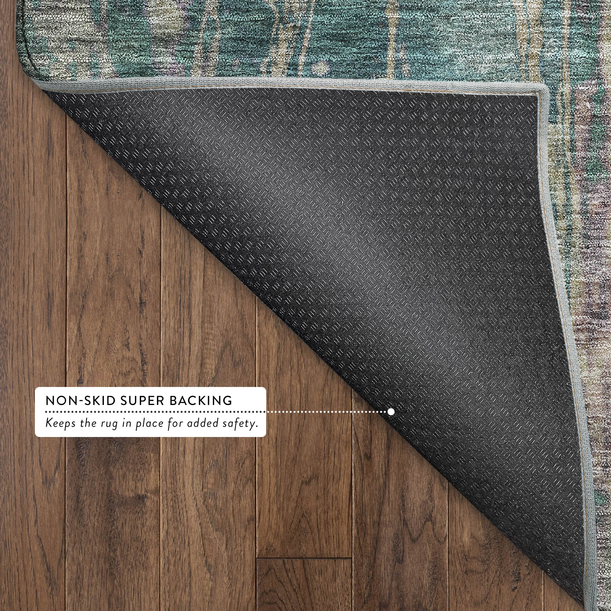 Siena Machine Washable Transitional Teal Rug 1'8" x 2'6" #shape_Rectangle