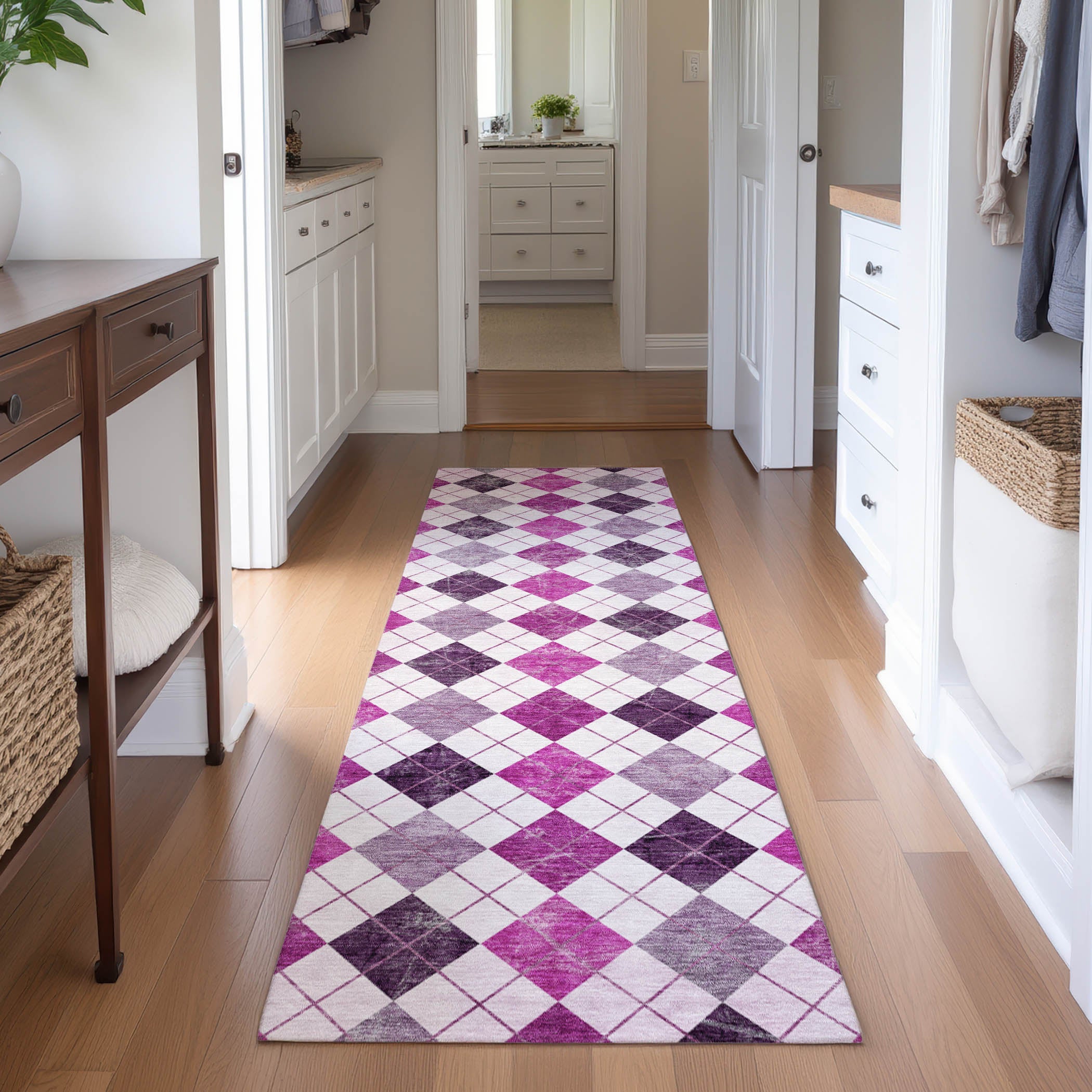 Marrakech Machine Washable Transitional Blush Pink Rug 2'3" x 7'6" #shape_Runner