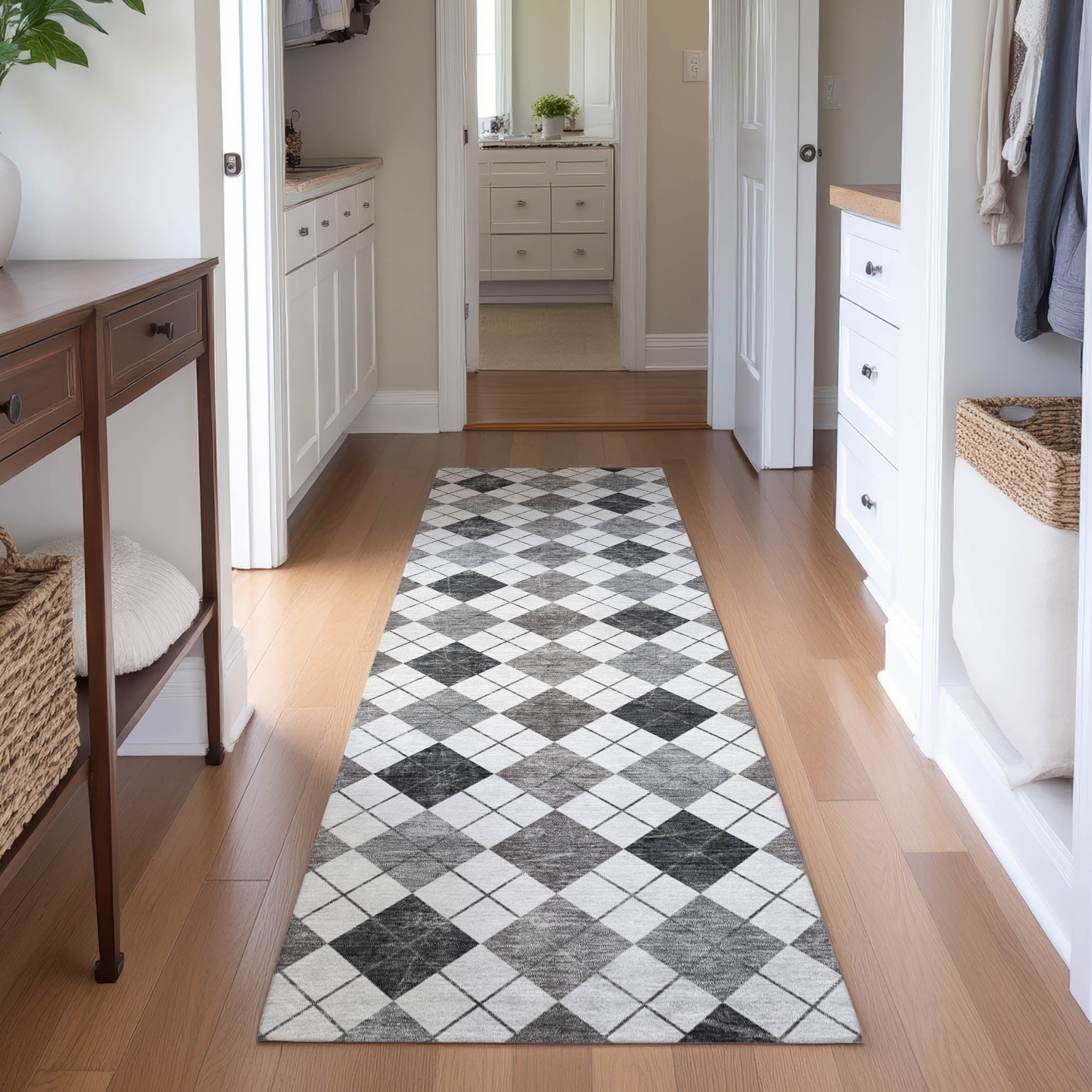 Marrakech Machine Washable Transitional Gray Rug 2'3" x 7'6" #shape_Runner