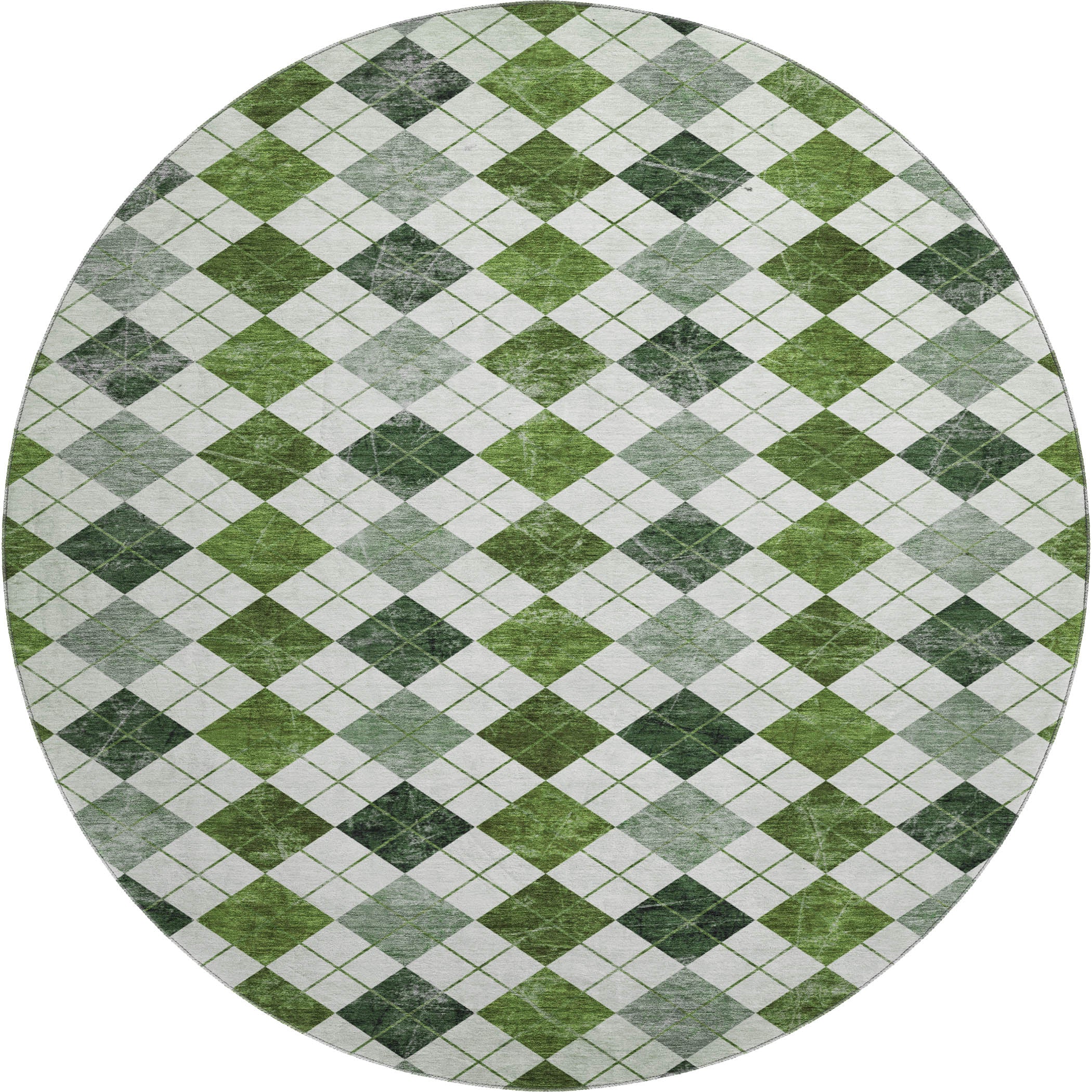 Marrakech Machine Washable Transitional Olive Green Rug 8' x 8' #shape_Round