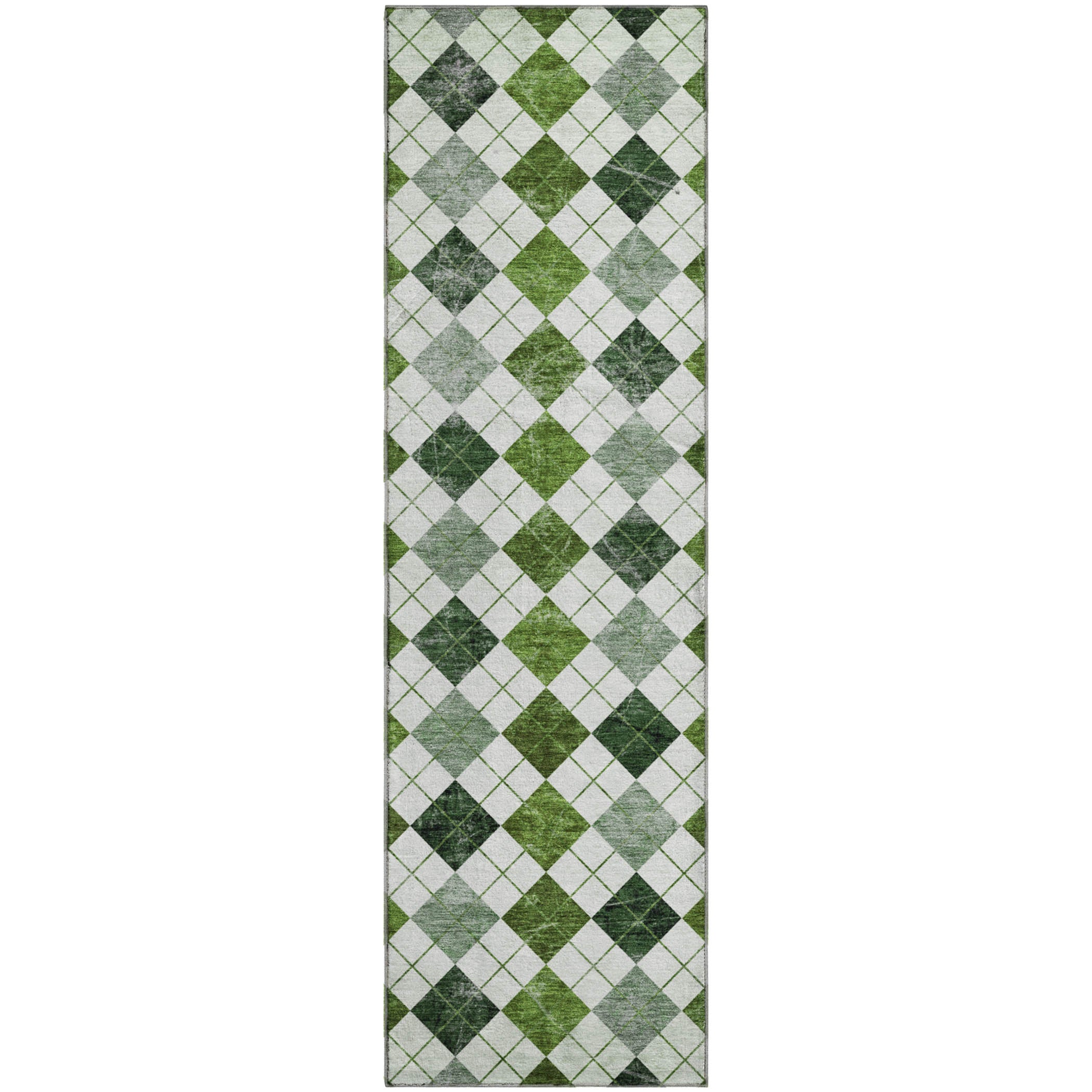 Marrakech Machine Washable Transitional Olive Green Rug 2'3" x 7'6" #shape_Runner