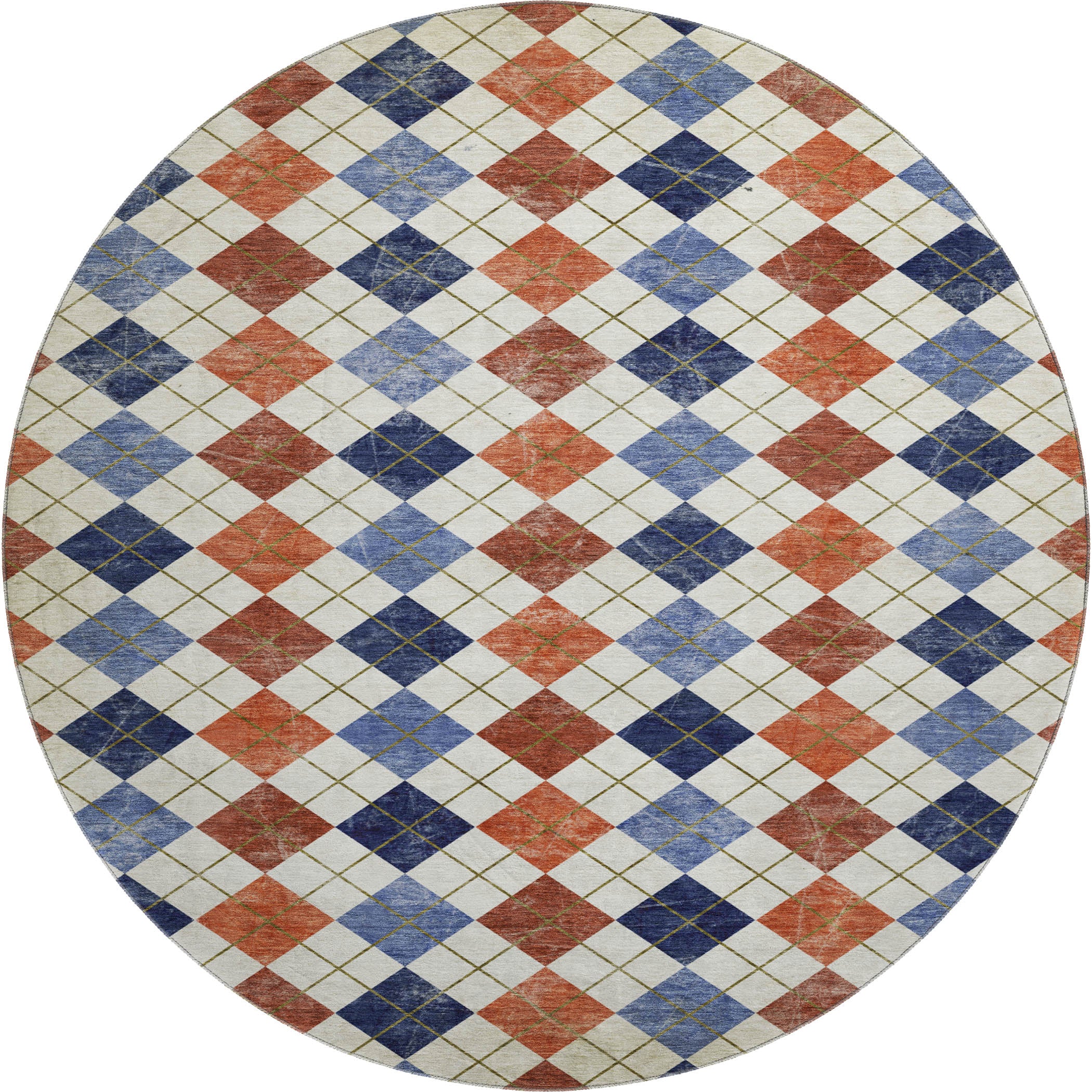 Marrakech Machine Washable Transitional Orange Rug 8' x 8' #shape_Round
