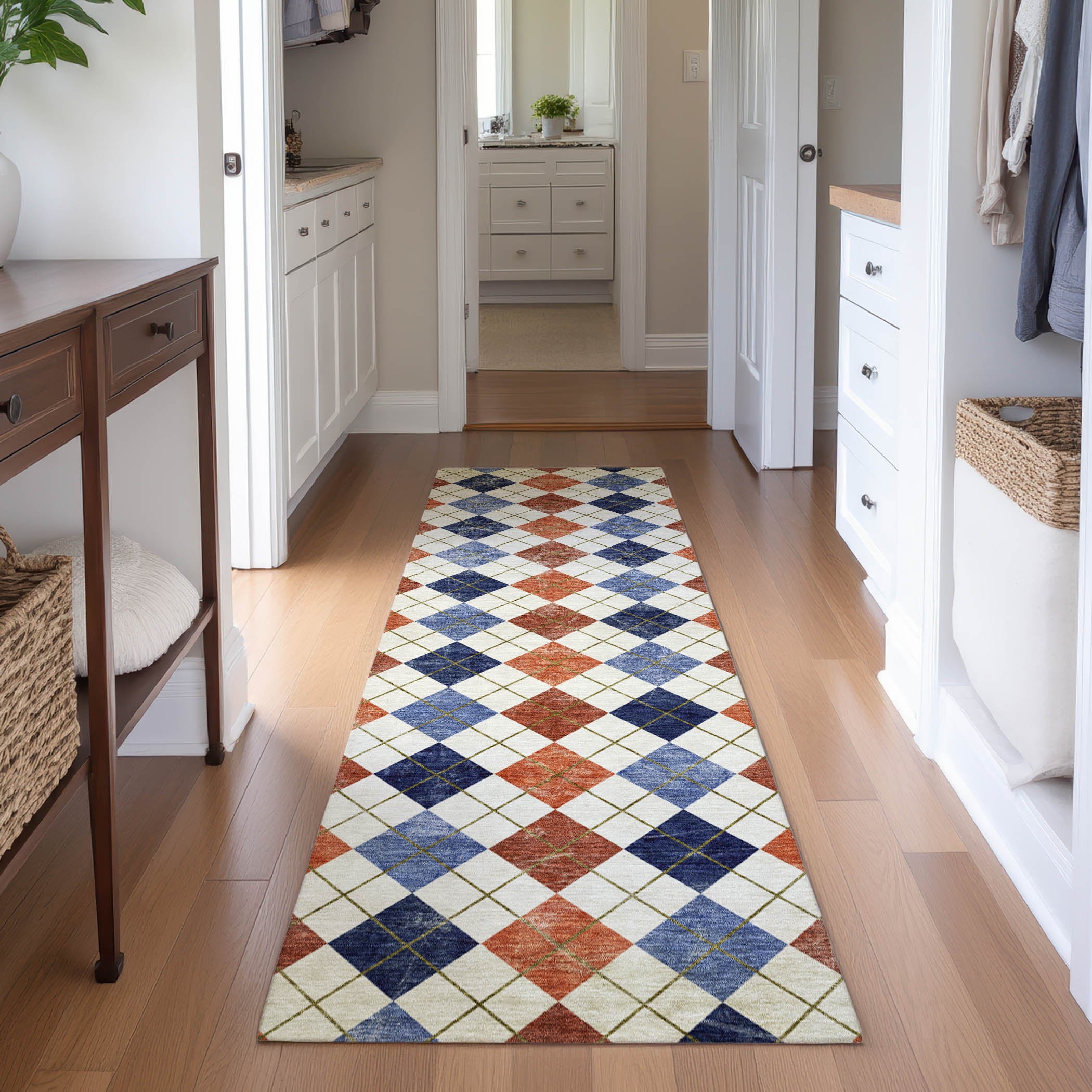 Marrakech Machine Washable Transitional Orange Rug 2'3" x 7'6" #shape_Runner