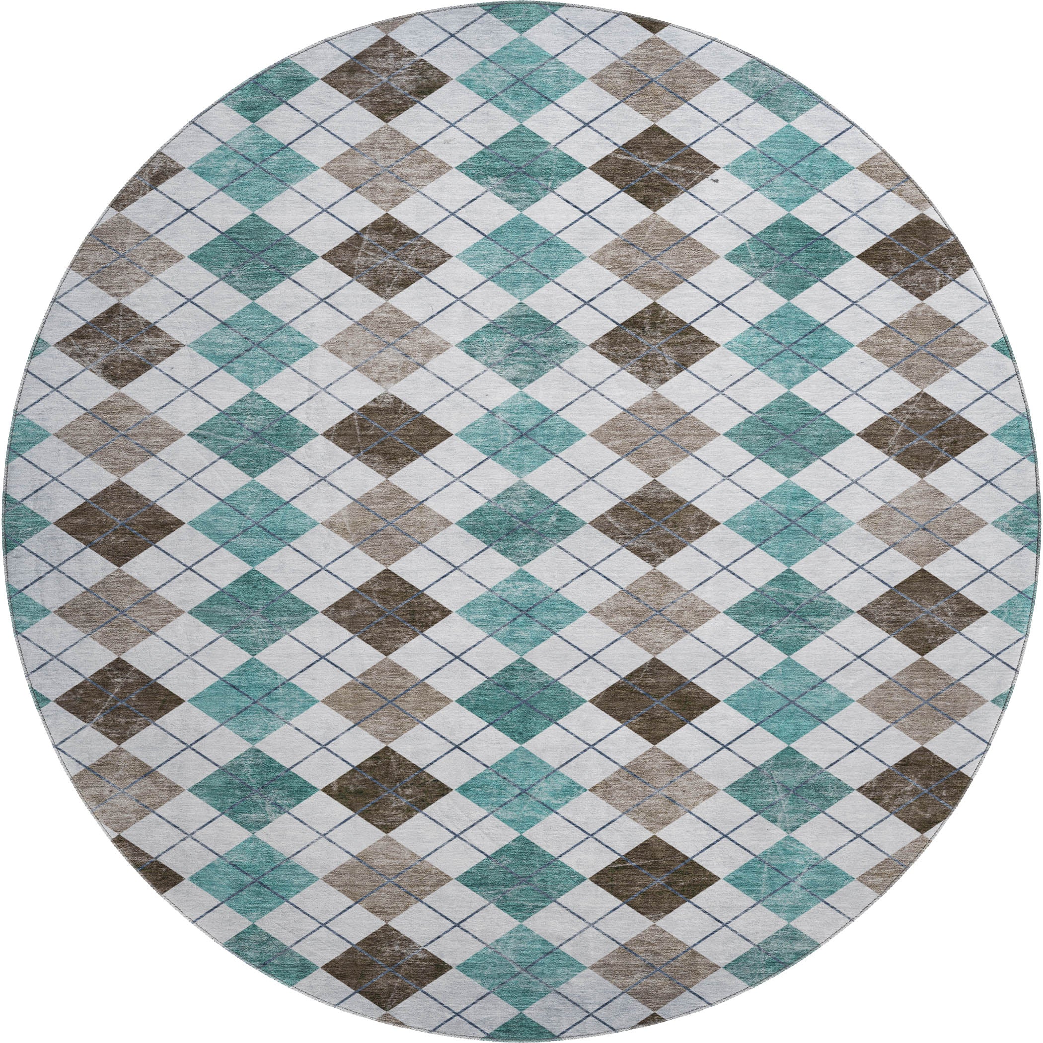 Marrakech Machine Washable Transitional Teal Rug 8' x 8' #shape_Round